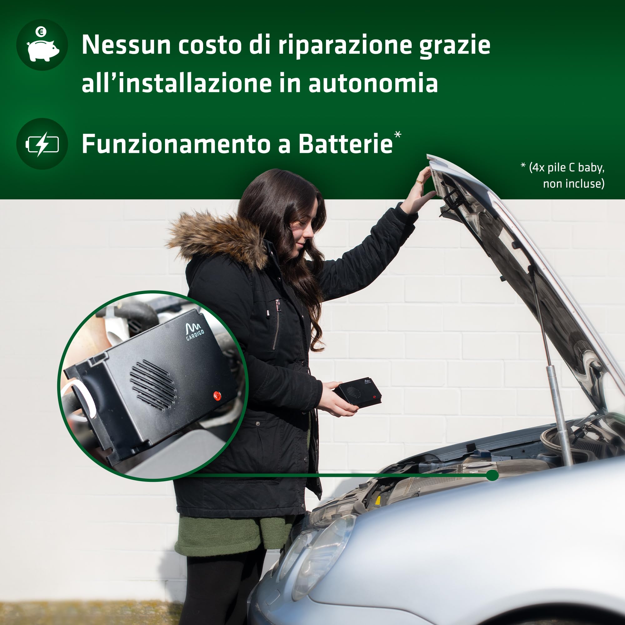 Gardigo® Dissuasore per Martore a Ultrasuoni per Auto - Set da 2 | Dispositivo Anti Roditori a Batteria | Repellente Topi Auto | Protezione Anti Martora per Vano Motore, Soffitta, Casa, Garage