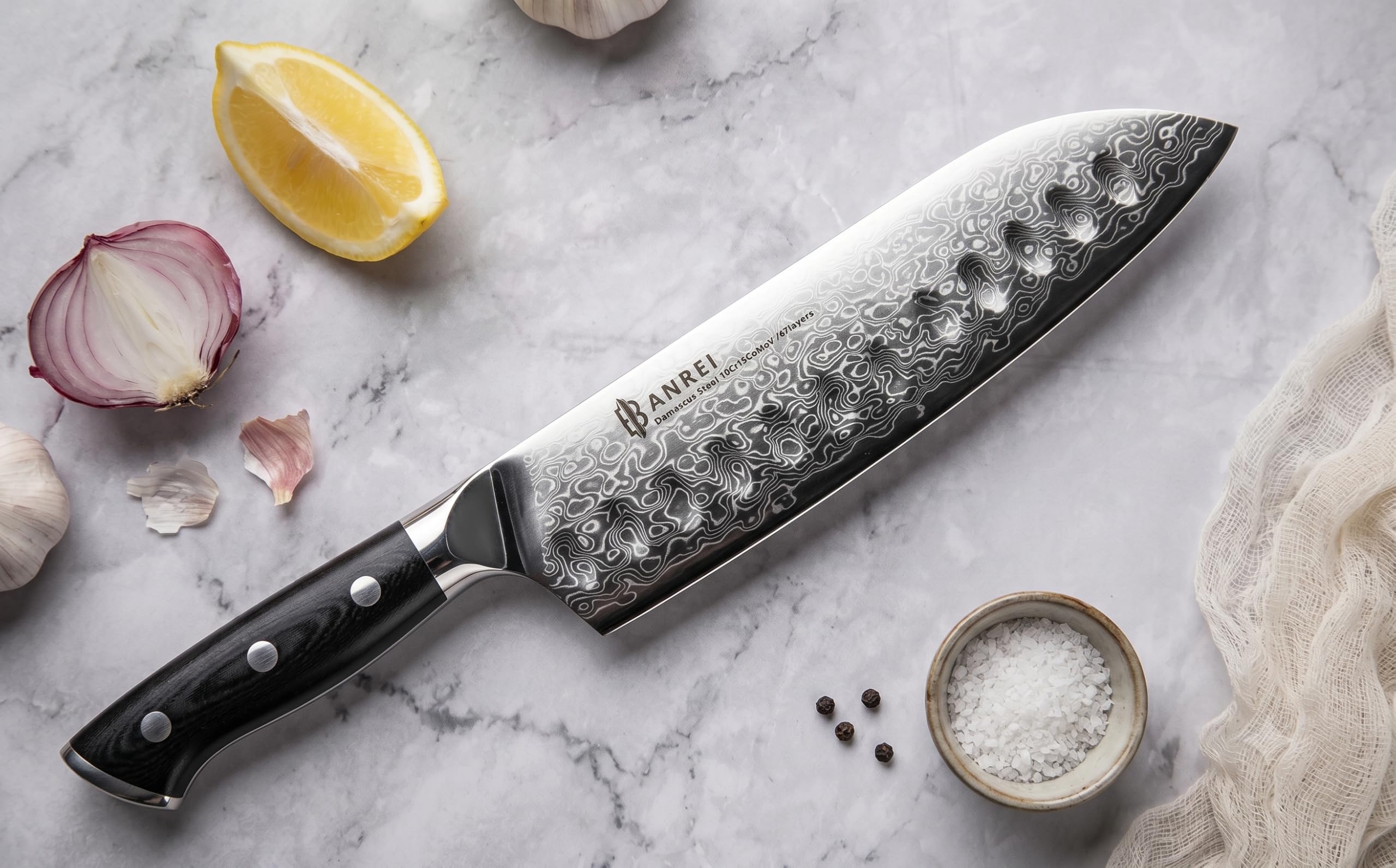 Couteau Santoku Japonais 13cm – Lame Brut de Forge – Acier Damas 67 Couches 10Cr15CoMoV 62HRC – Couteau Cuisine Ultra-Tranchant – Manche G10 Noir & Coffret Cadeau Premium