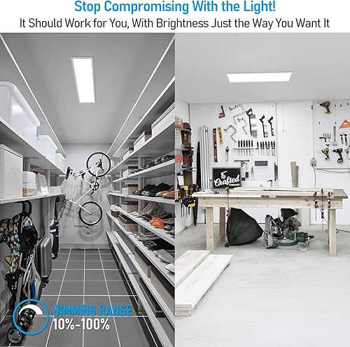 Miniatura 6 de LEONLITE Luz LED de panel plano de 120V-277V, 1x4 pies, montaje en superficie, DLC y UL, 0-10 V y 10% -100% regulable, 4400 lm controlador integrado