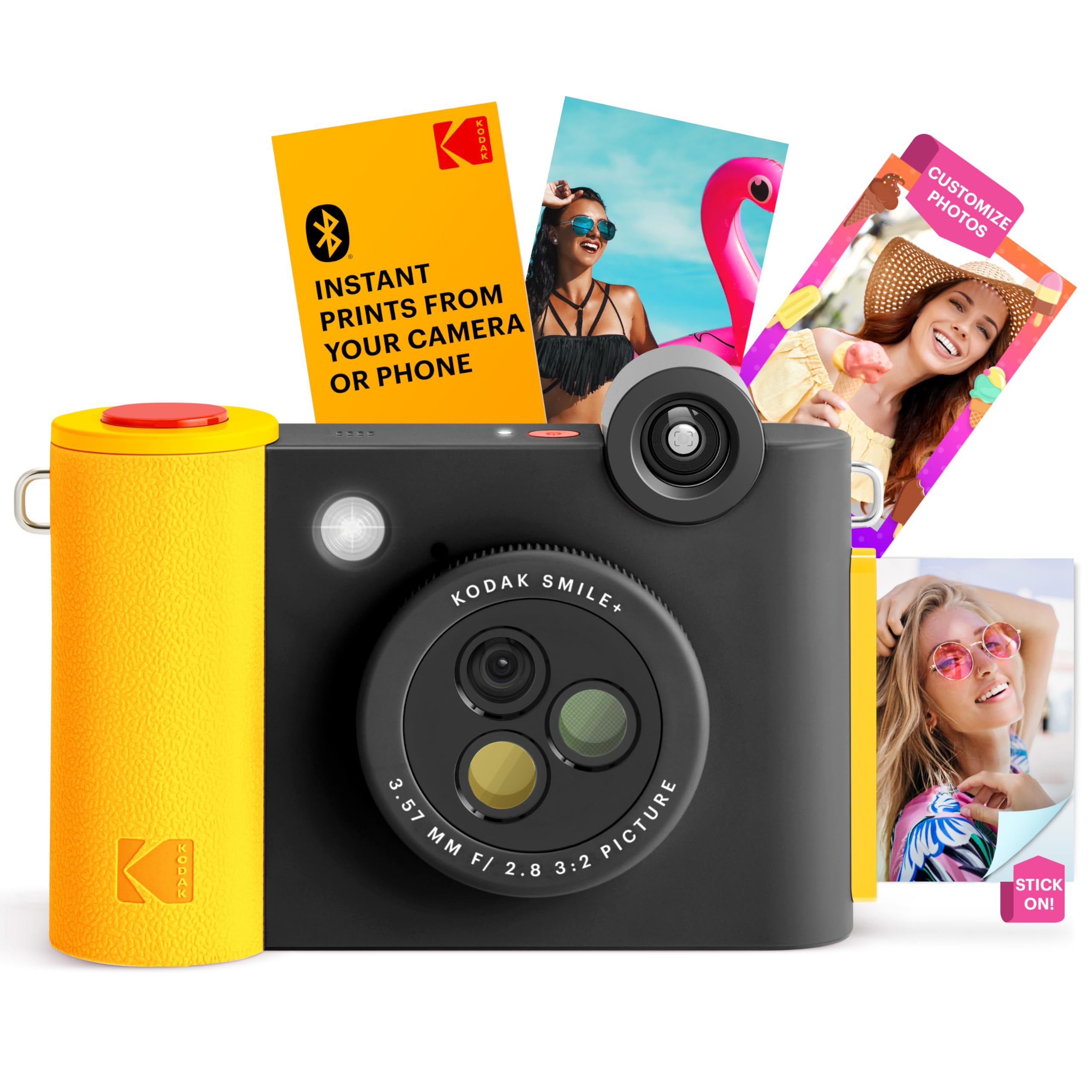 Smile+ 2-in-1 Digital Instant Print Camera & Wireless Bluetooth Photo Printer - 10MP, Special-Effect Rotating Lens, Zink 2x3” Sticky-Back Photos, Print via Fun App from Smart Devices - Black