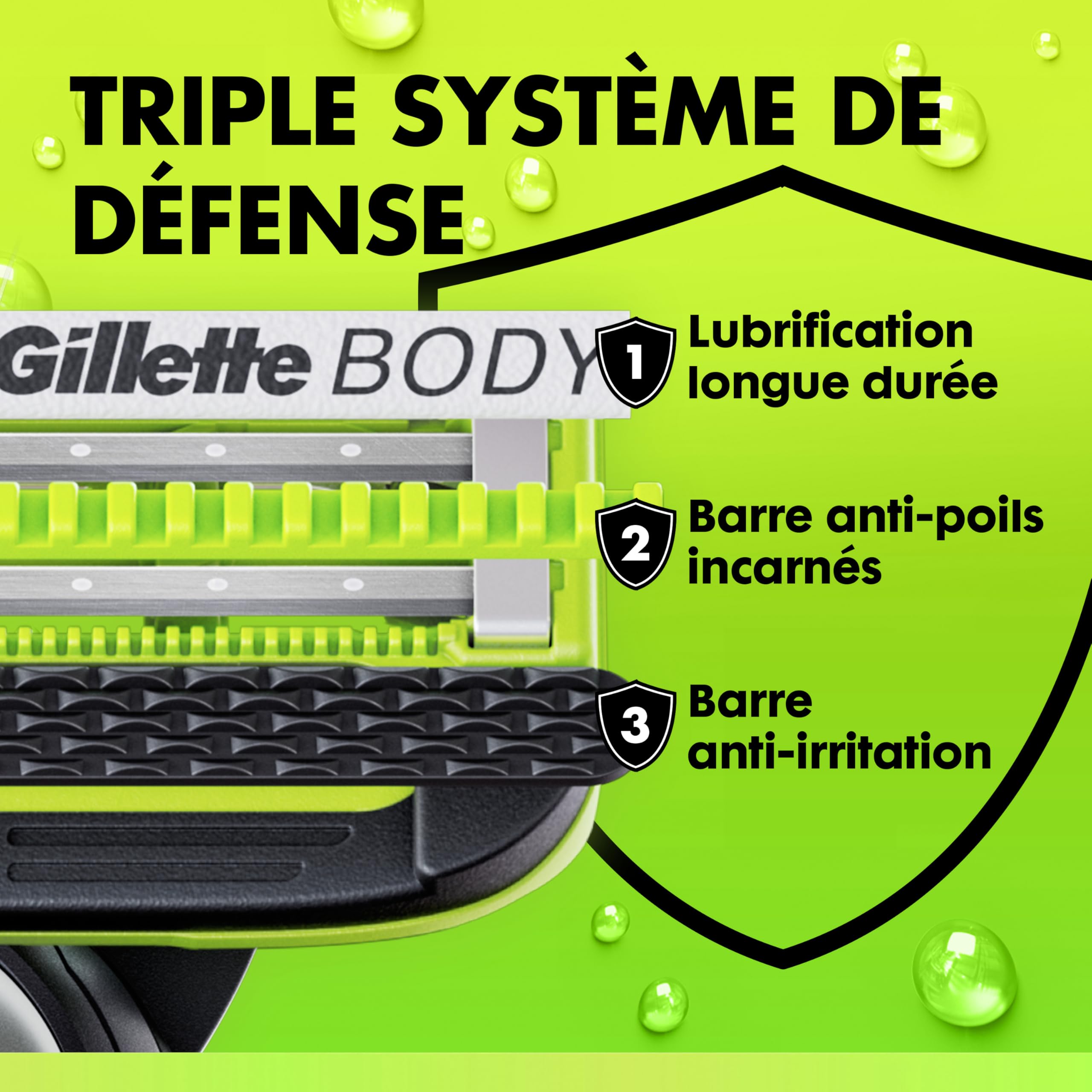 Gillette Labs Body + Intimate rasoir intime homme pour le rasage du corps et du pubis, cartouche de lames avec une barre anti poils incarnés et irritation, manche facile à gripper, 4 recharges - 5