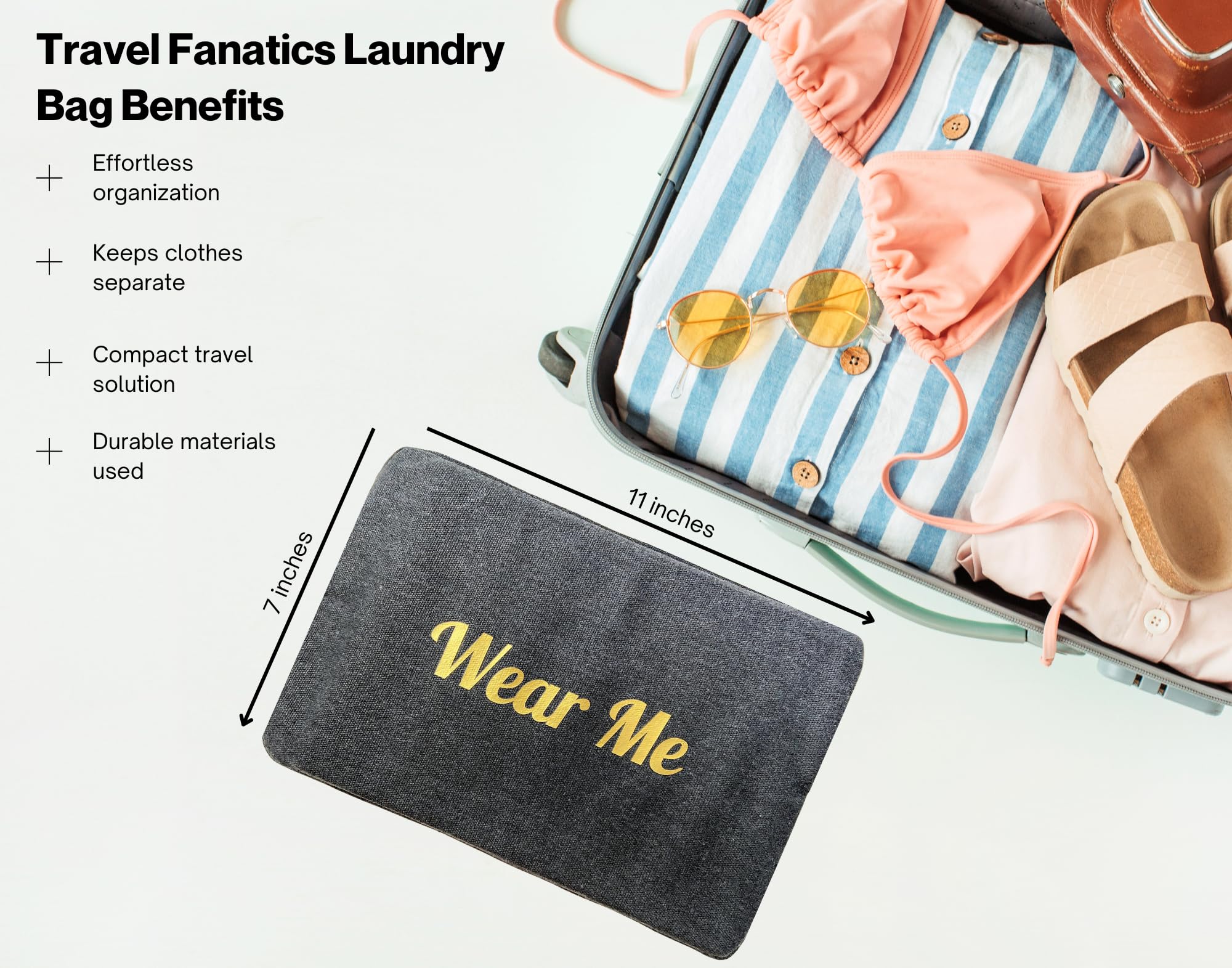Travel Fanatics Canvas Laundry Bag -Two-Sided Dirty Clothes Bag For Traveling - Image 4