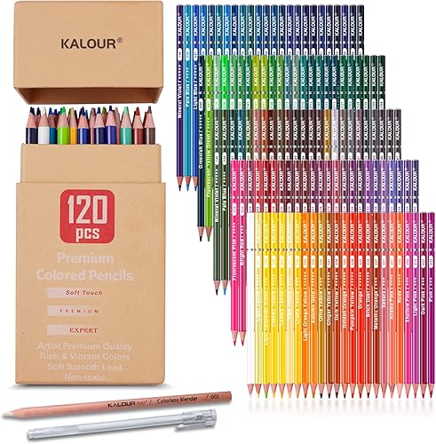 Vista 15 de KALOUR 72 lápices de colores para adultos, núcleo suave, ideal para dibujar mezclas, sombreado, juego de lápices de colores, regalo para adultos