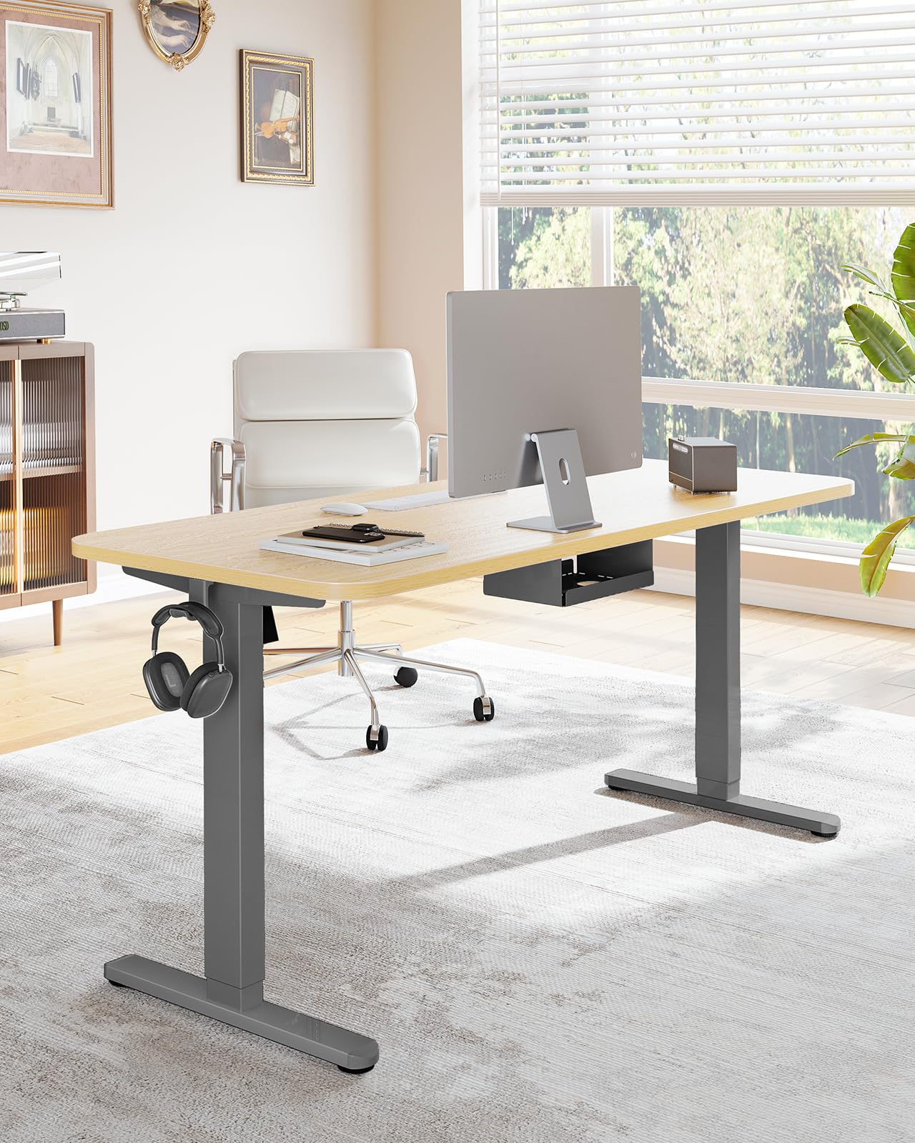 HUANUO 80 x 48cm Bureau Assis Debout Électrique, Réglable en Hauteur, 4