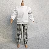 1/6 Custom Scale Man Sweatshirt + Plaid Trousers Pant Outfit for 12