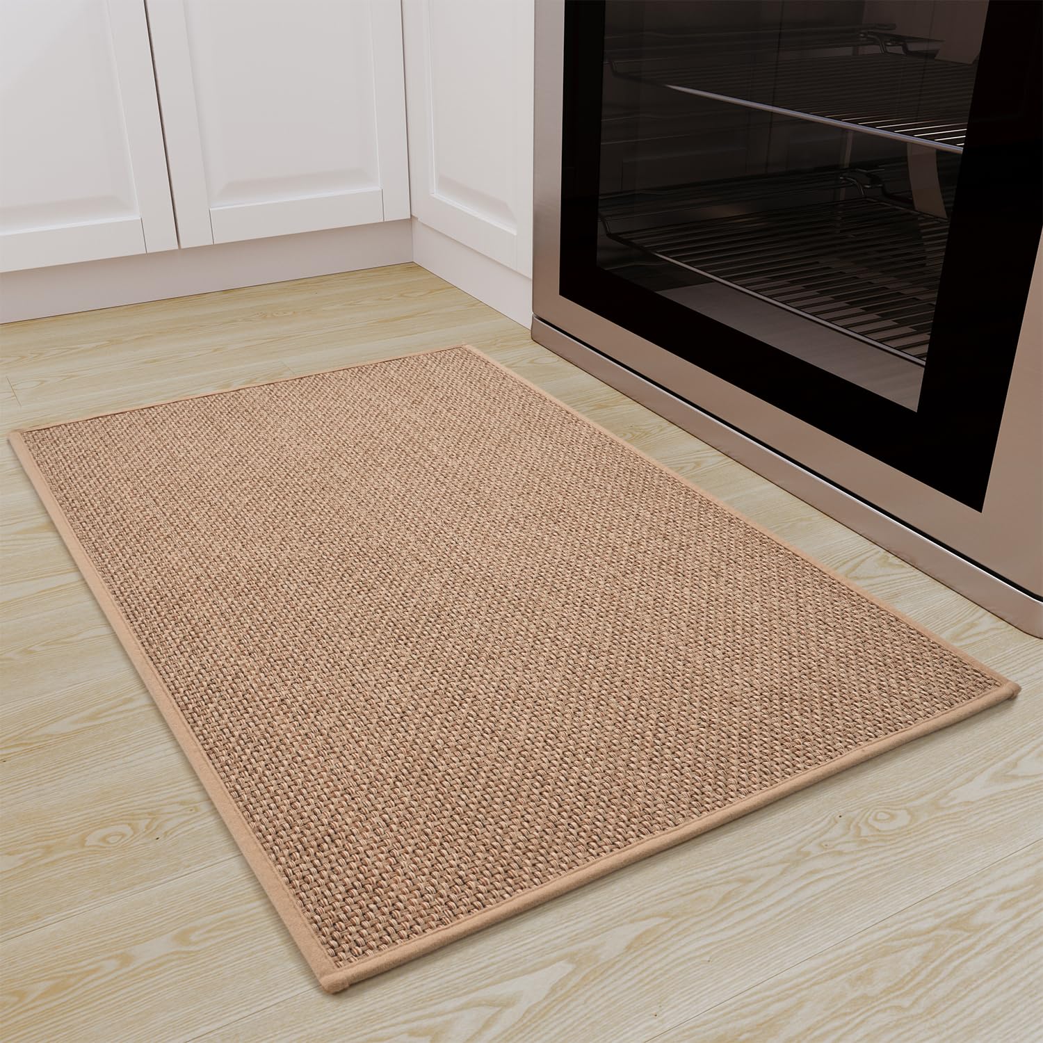 SIXHOME Juego de Alfombras de Cocina Antideslizantes Alfombras de Cocina Tapetes y Tapetes Modernos Lavables para Pasillo Comedor(Beige,40 * 60cm)