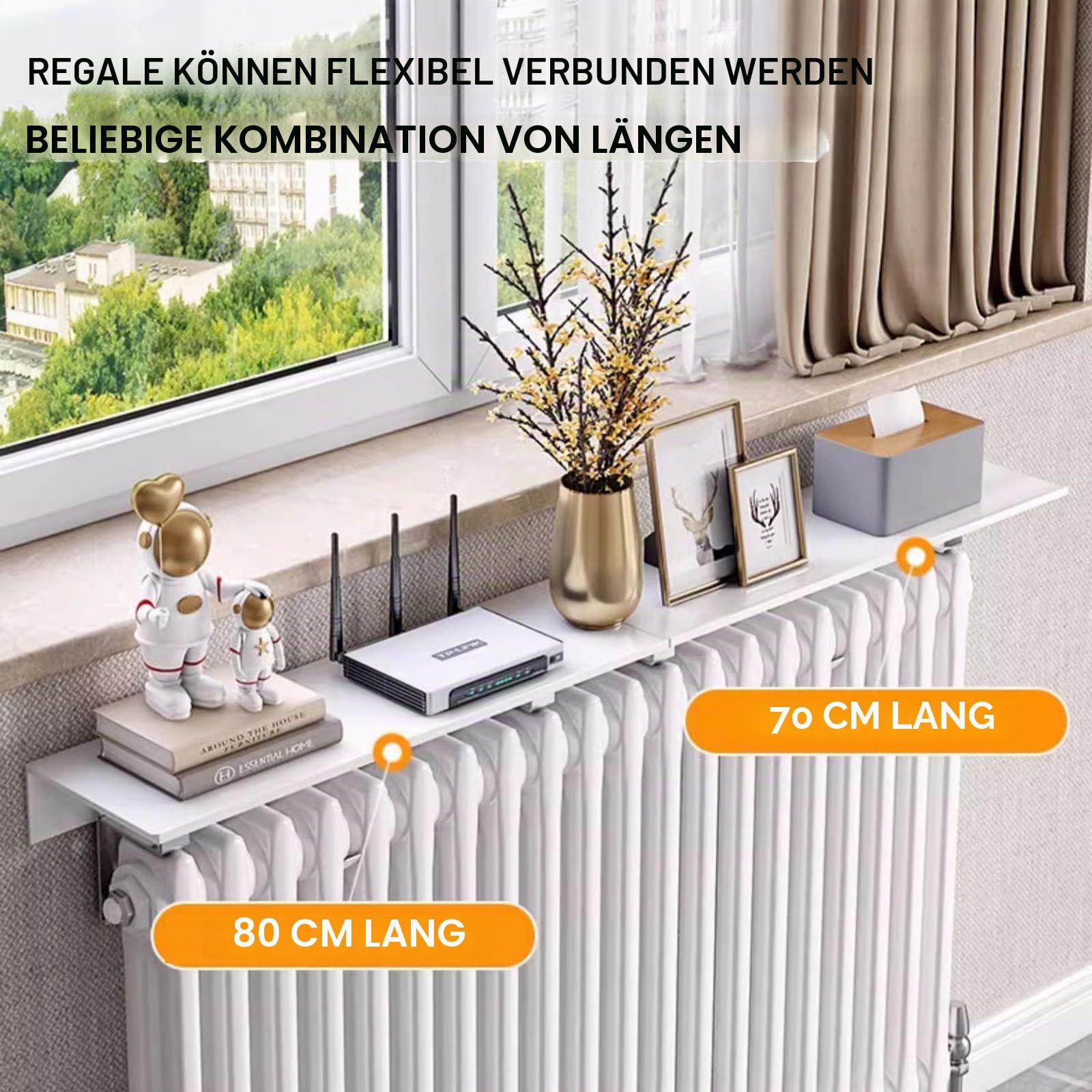 UVCMDUI Schlanke Heizkörperregal, 2-In-1 Staubdichte Aufbewahrung Heizung Ablage, Rostfrei Aluminium Heizungsregal, Breite 14,5 cm Universelle Toilettenregal Ohne Bohren, TragfäHigkeit 30 kg,40cm Küche, Haushalt & Wohnen