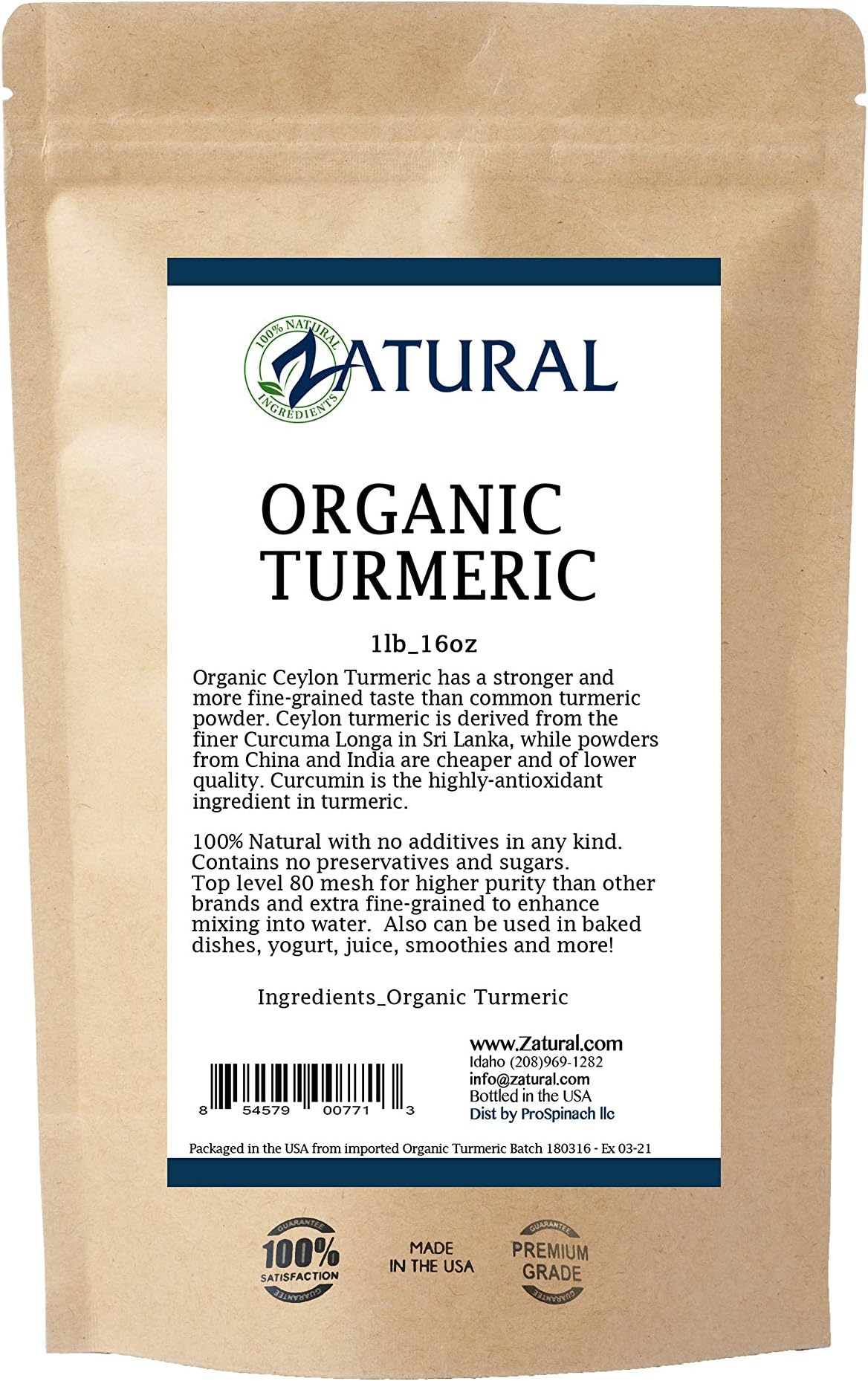 Naked Supplements Organic Turmeric Powder- 100% Ultra-Pure Professional Grade (16 Ounce Resealable Bag)