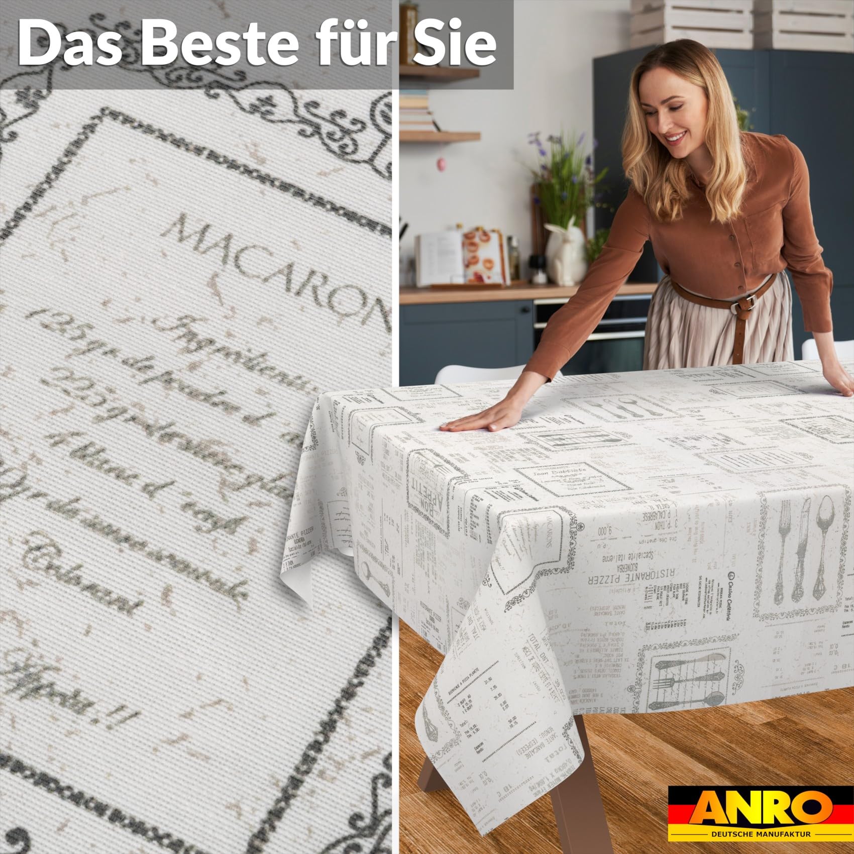 ANRO Tovaglia antimacchia Vintage 400x140 cm impermeabile