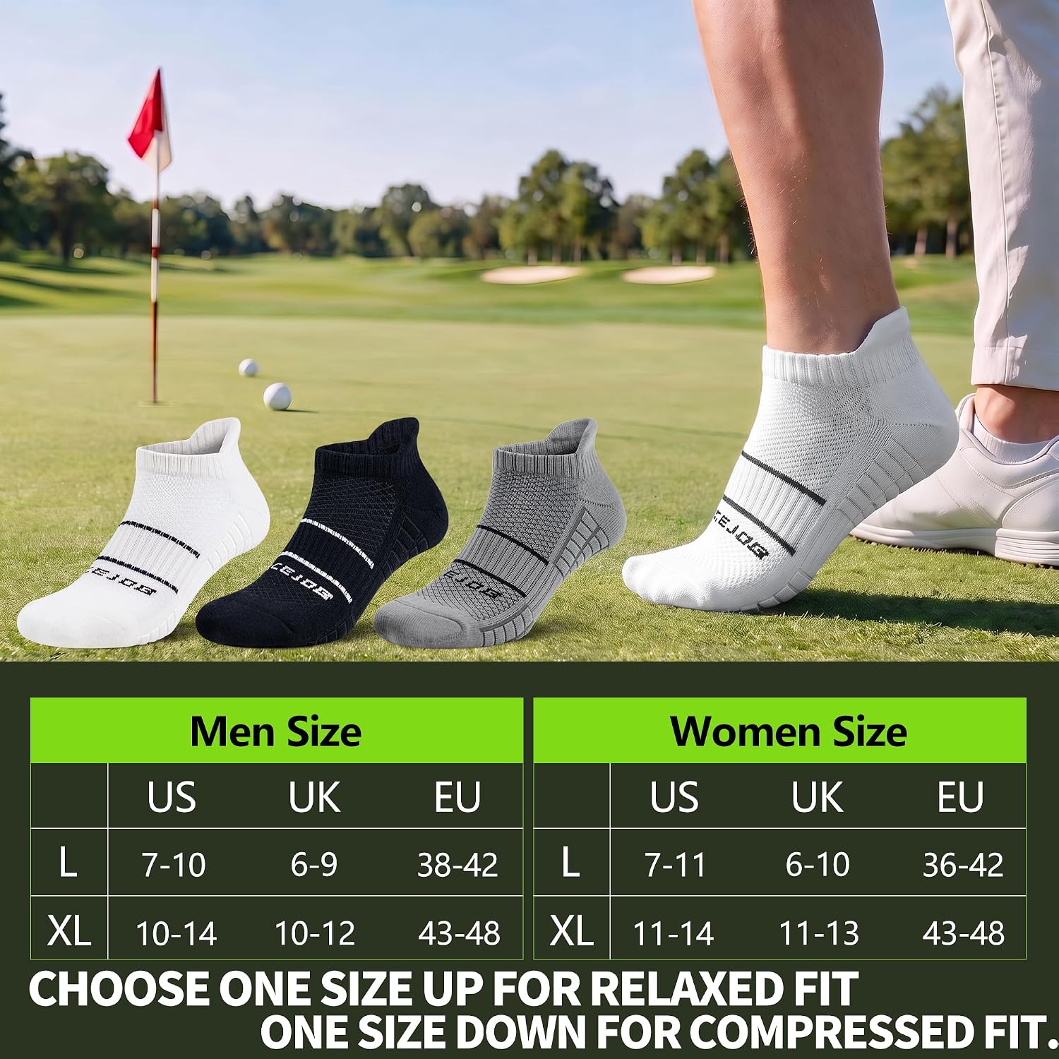 Ankle Golf Socks Men, Running Athletic Arch Support Socks, 6 Pairs