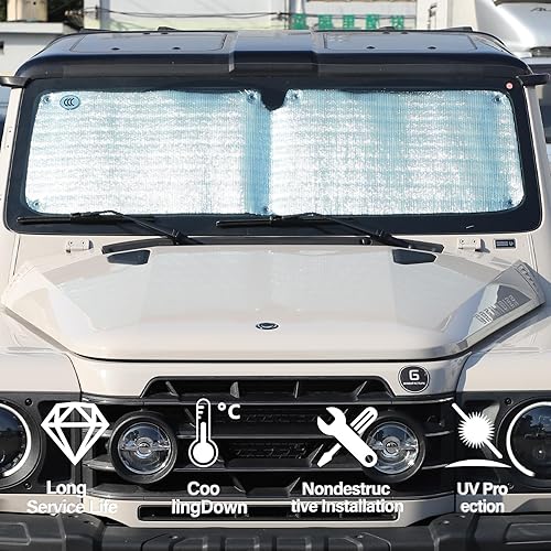 Miniatura 7 de Parasol para parabrisas de automóvil compatible con INEOS Grenadier 2020-2025, protector solar para parabrisas delantero, protección contra rayos UV