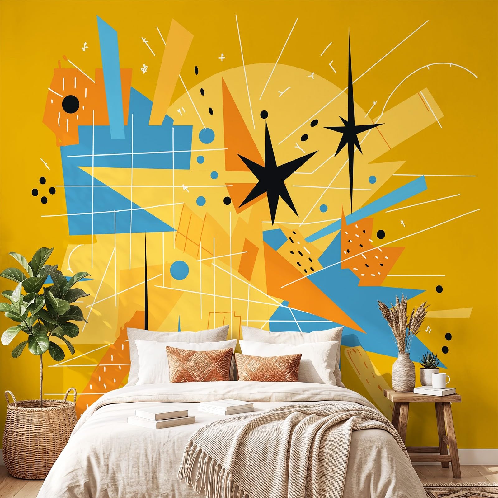Papier Peint Panoramique Moderne Minimaliste 450 x 315 cm Poster Murale,Papier Peint Panoramique Intissé Paysage Abstrait Géométrique pour Salon Chambre Tête de lit - Décoration Murale