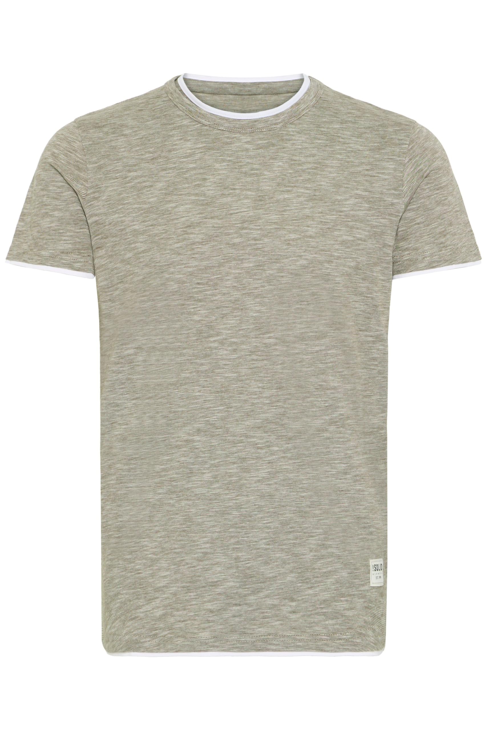 !Solid SDRigos Herren T-Shirt Kurzarm Shirt mit Rundhals-Ausschnitt im Double-Layer-Look 100% Baumwolle Regular fit