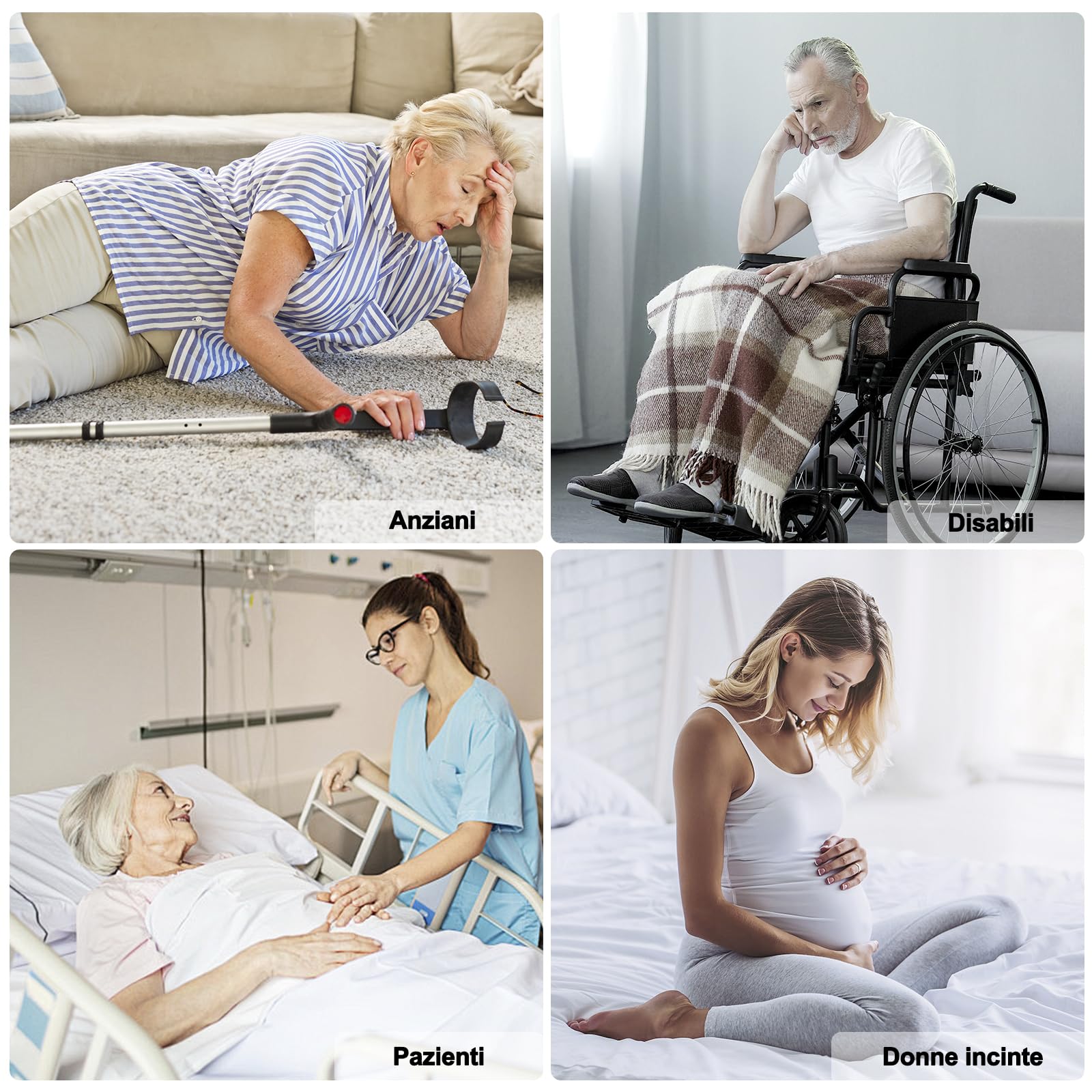 SOS Salvavita Anziani, Wireless Cercapersone Campanello Anziani con Pulsante Emergenza e Salvavita 150m+ per Casa/Anziani/Donne Incinte/Disabili, 2 Ricevitori + 2 Trasmettitori