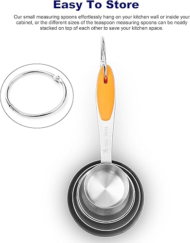 Miniatura 4 de Juego de tazas medidoras de acero inoxidable, cuchara medidora líquida apilable métrica para hornear o cocinar, suministros de decoración de