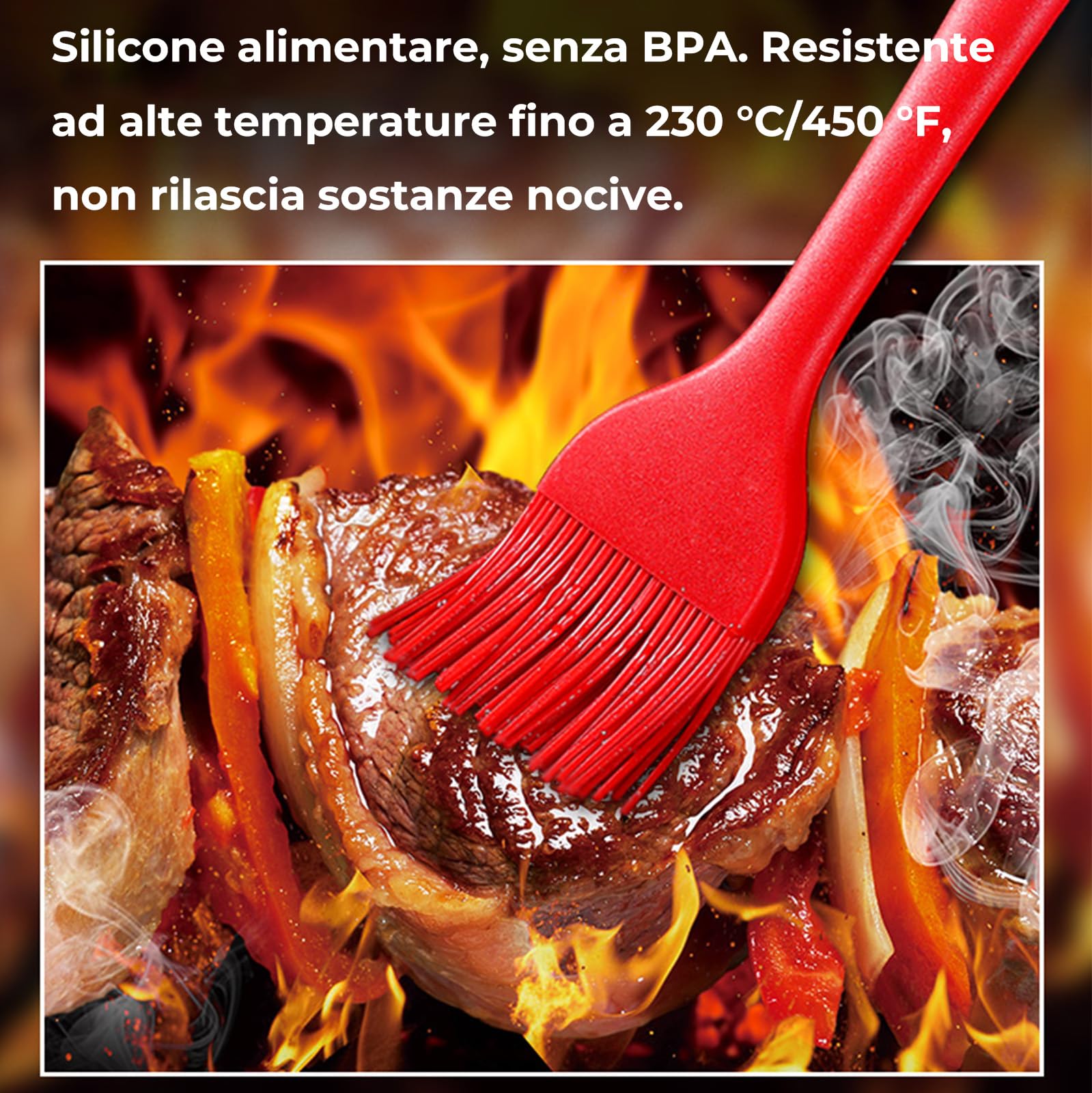 Pennello da cucina in silicone 2 pezzi, pennello da imbastitura da 8 pollici, pennello griglia resistente al calore, pennello olio senza BPA per cucinare, cuocere al forno, BBQ, design monoblocco
