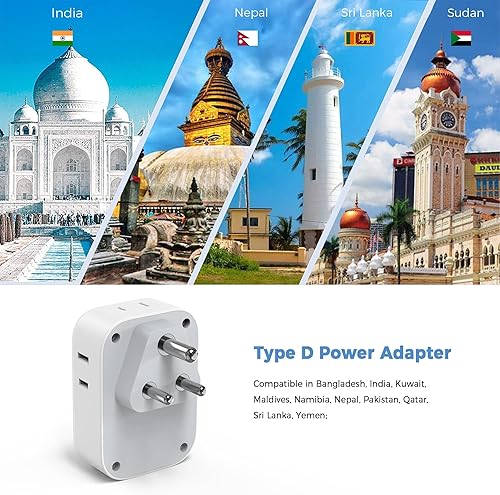 Miniatura 48 de Adaptador de enchufe de viaje para Italia, paquete de 2, adaptador de corriente TESSAN Italia con 4 tomacorrientes, 3 cargadores USB