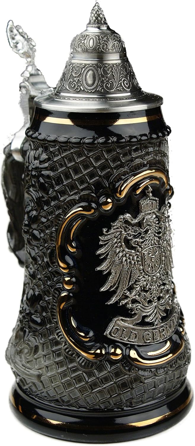 Old German Petwer Coat of Arms Black Lozenge German Beer Stein 0.5l