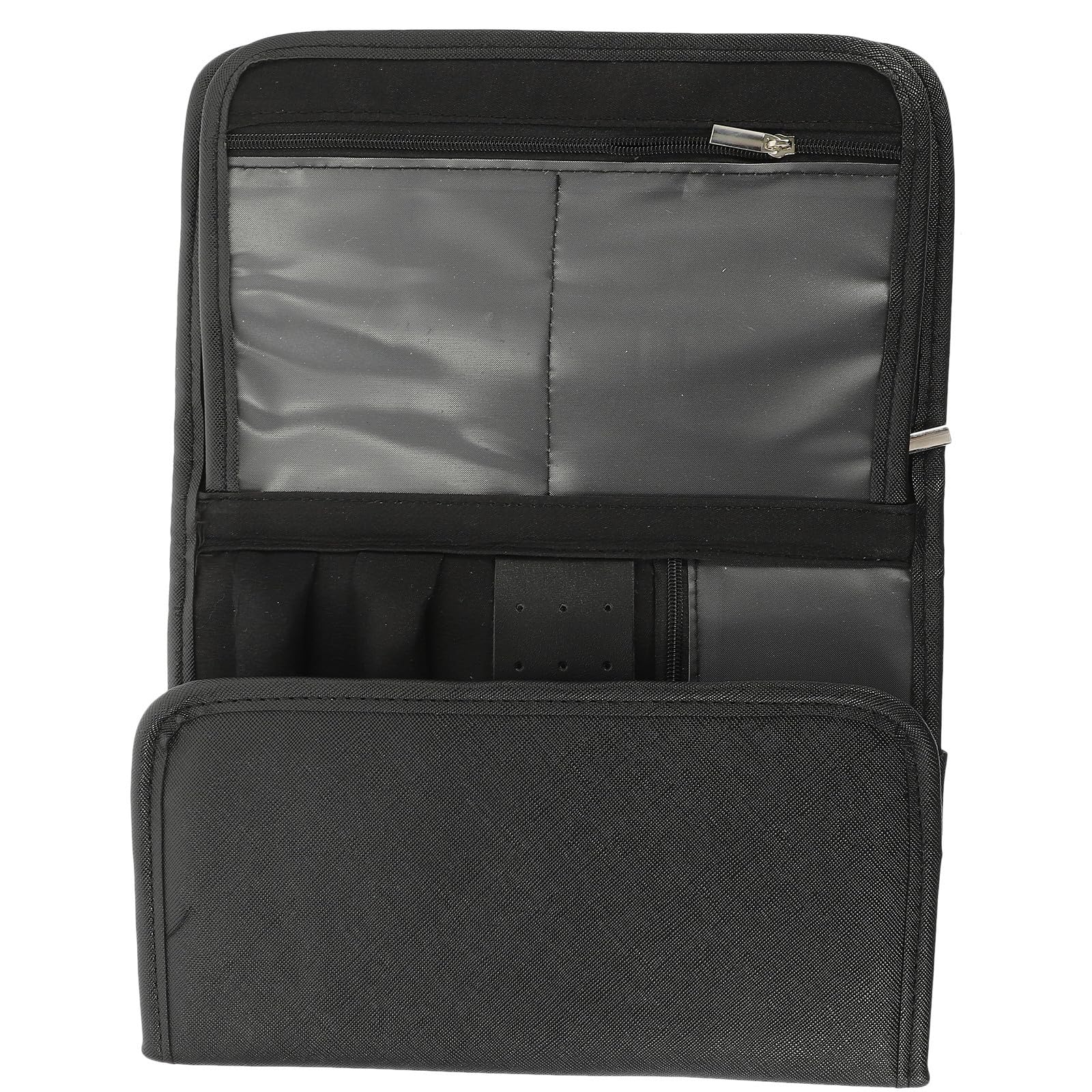 Bolsa enrollable negra para joyas plegable, ideal para organizar collares en viajes al aire libre