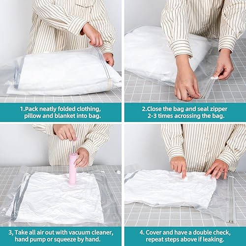 Miniatura 5 de AirBaker - Bolsas de almacenamiento al vacío, incluye bomba de mano, para edredones, mantas, ropa, almohadas, bolsas de sello para ahorrar espacio