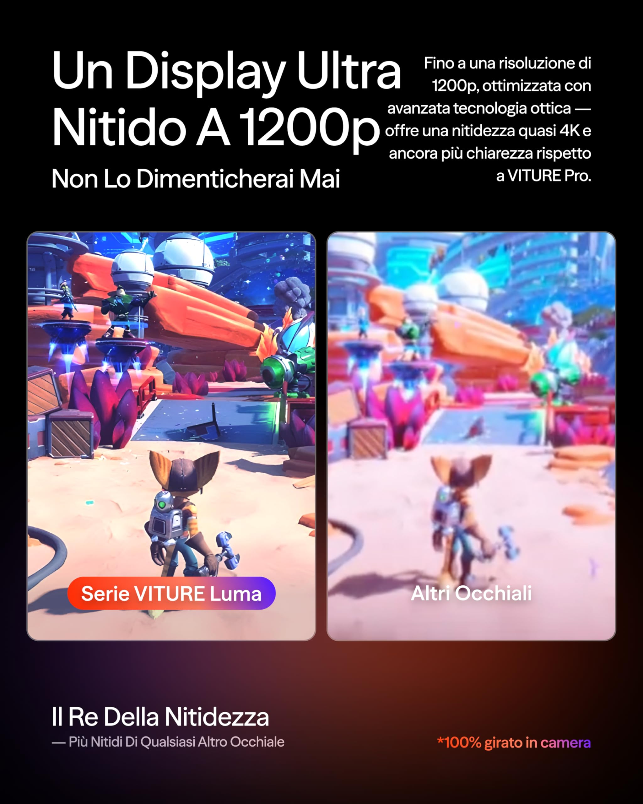 VITURE Luma Ultra Occhiali XR, 152'' 1500 Nits Occhiali AR 6DoF, 52° FOV, 2D in 3D, Film Elettrocromico, Occhiali Gaming per iPhone 17/16/15, PS5, PS4, Switch 2, Android, Mac, PC