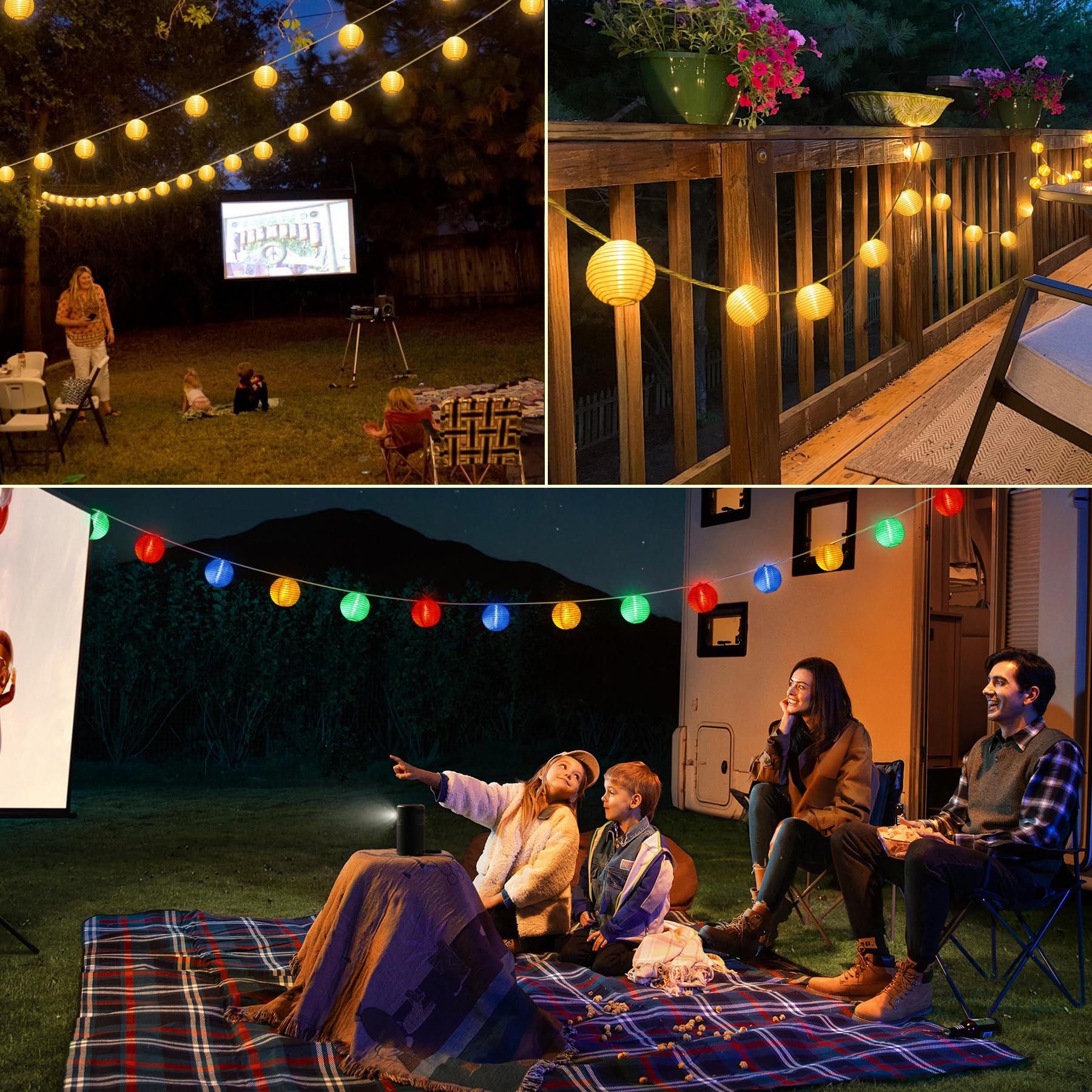 StarryEver 20M LED Lampions Lichterkette Außen Strom, Warmweiß und Bunt 11 Modi Lampion Lichterkette mit Fernbedienung, 80 LED Chinesische Laternen Beleuchtung Lichterketten Draußen für Patio Balkon
