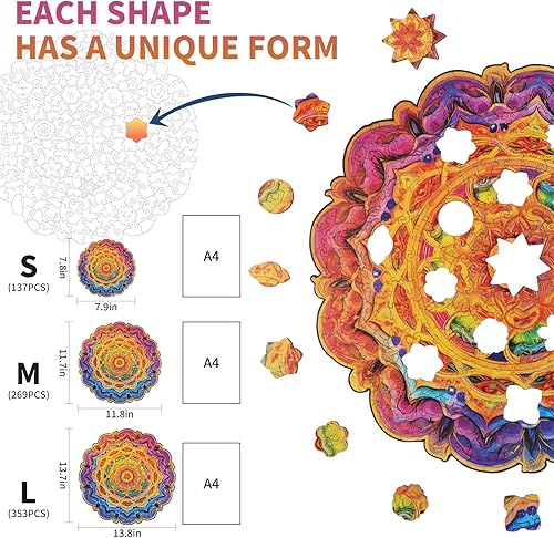 Miniatura 2 de KAAYEE Rompecabezas de madera para adulto, rompecabezas circular de tamaño L, rompecabezas de madera redondos para adultos, rompecabezas de madera