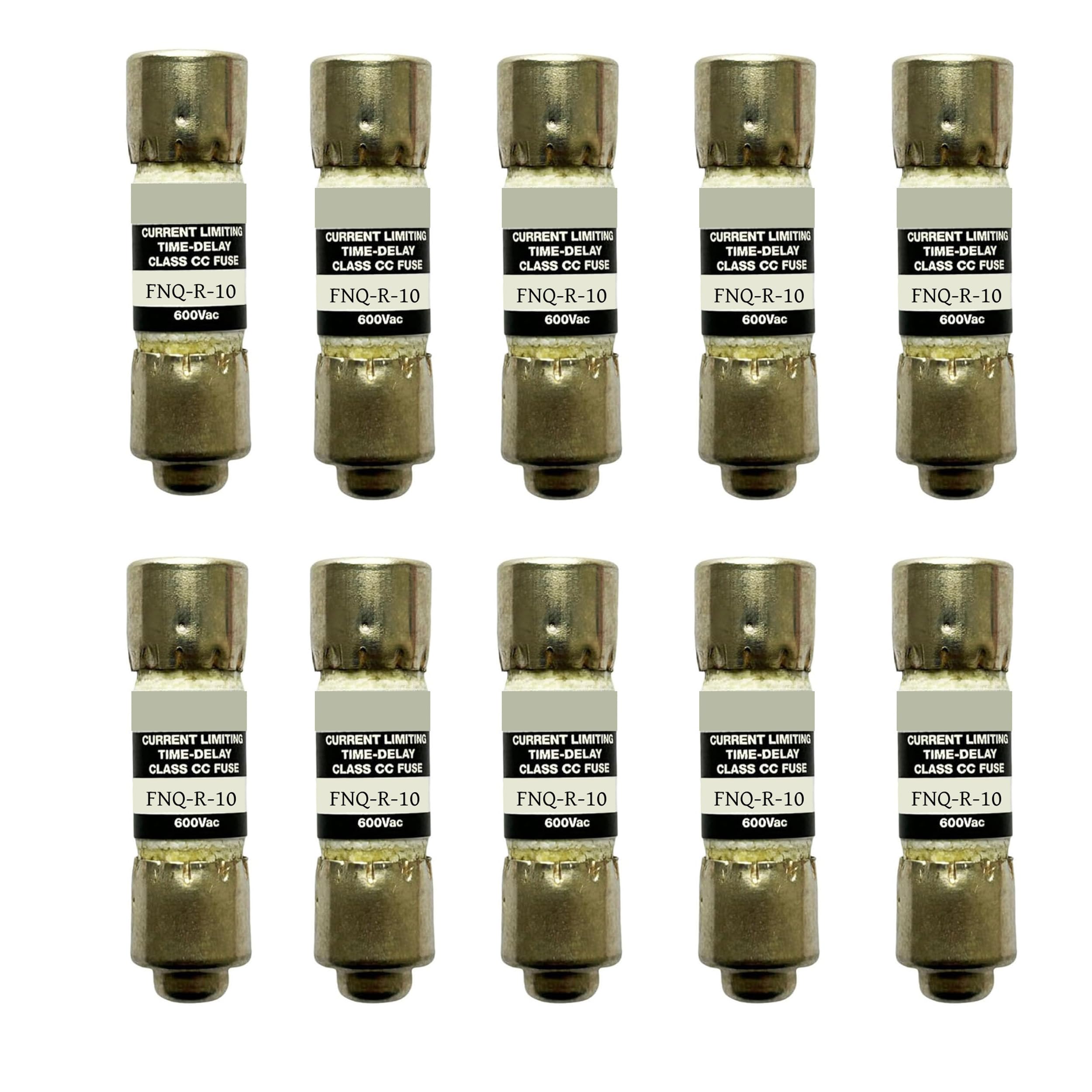 10-Pack New FNQ-R-10 FNQ-R-10A FNQ-R 10A 600Vac Time Delay Fuse，FNQ-R-10A Class CC Current Limiting Fuse