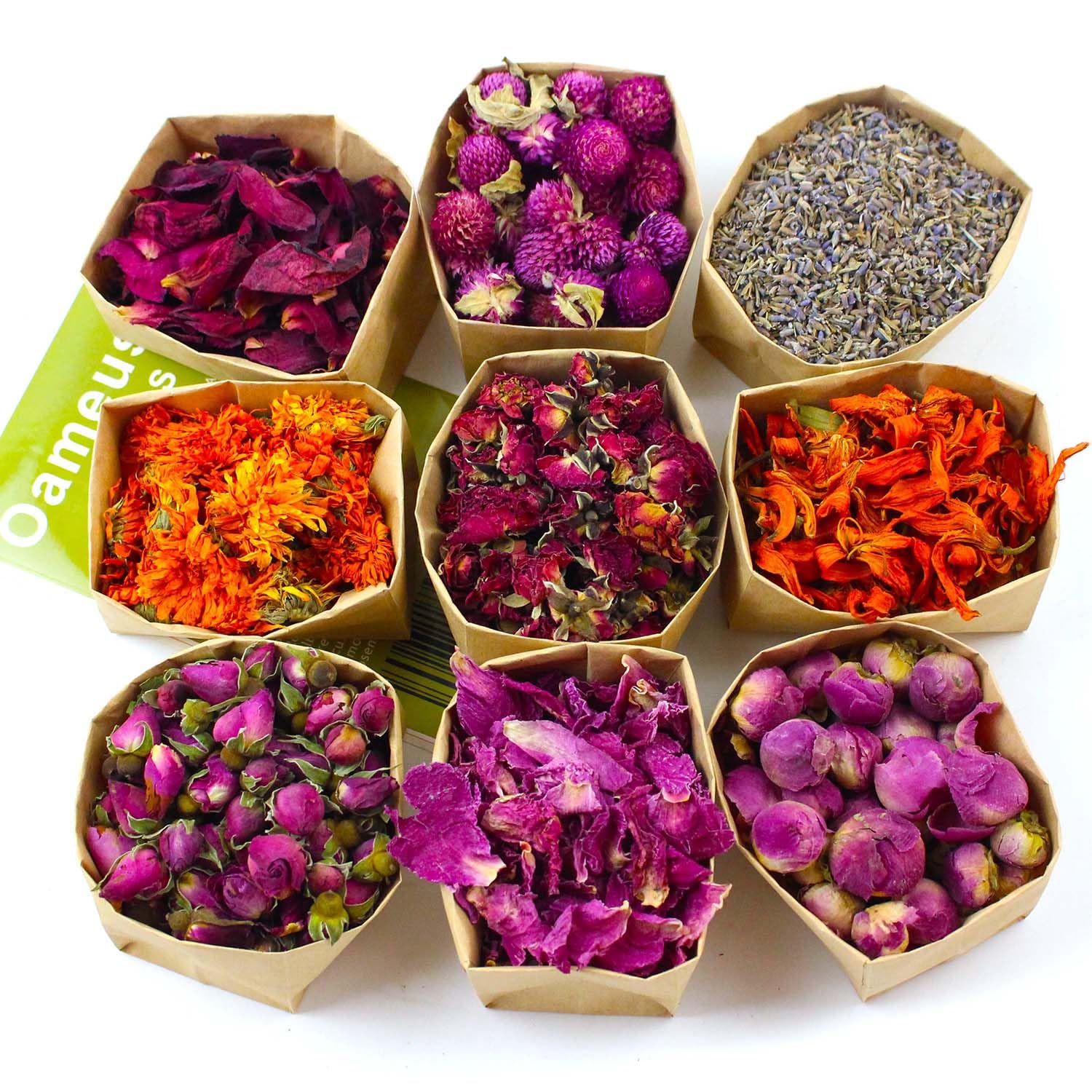 9Bags Dried Flowers, DIY Soap, Bath Bomb, Candle, Aromatherapy Oil, Cake, Resin Jewelry Making, Bath, Nail, Rose, Rose Petals, Lemon, Lavender, Don't Forget Me, Lily, Chrysanthemum, Gomphrena-image-0