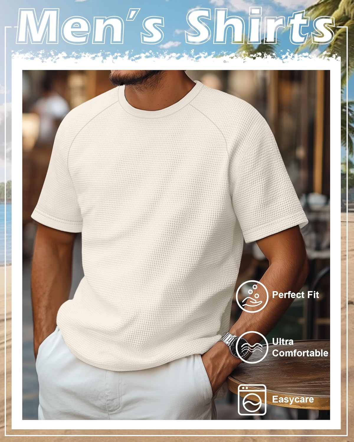 Riyiper 3 Pack Men's Big and Tall Waffle Knit Shirts Short Sleeve Crewneck T-Shirts Solid Raglan Sleeve Casual Pullover Tees - Image 5