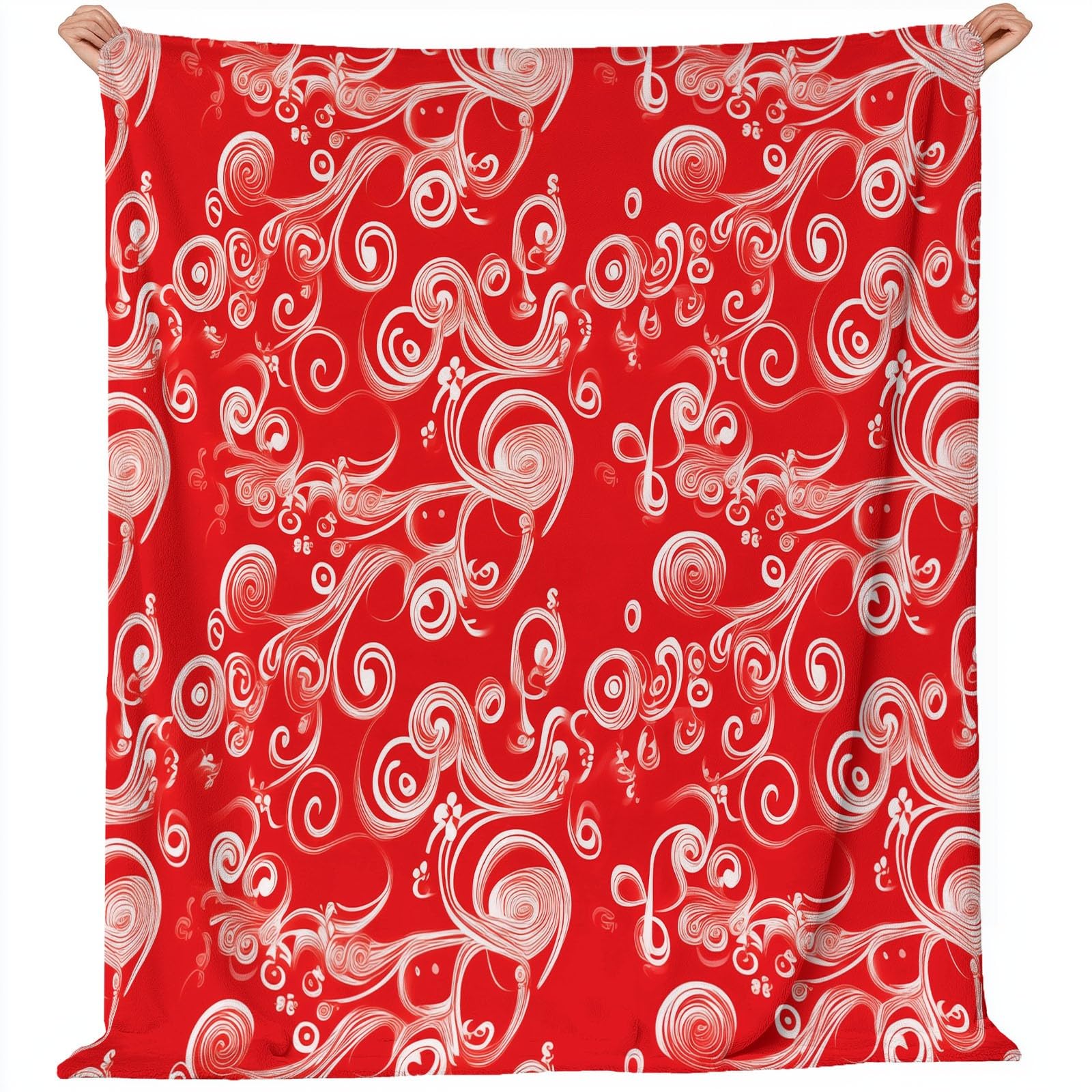 Coperta Eleganti Vortici per donne e uomini, morbida coperta in flanella per divano letto - decorazione per la cameretta dei bambini, 150 x 200 cm Rosso