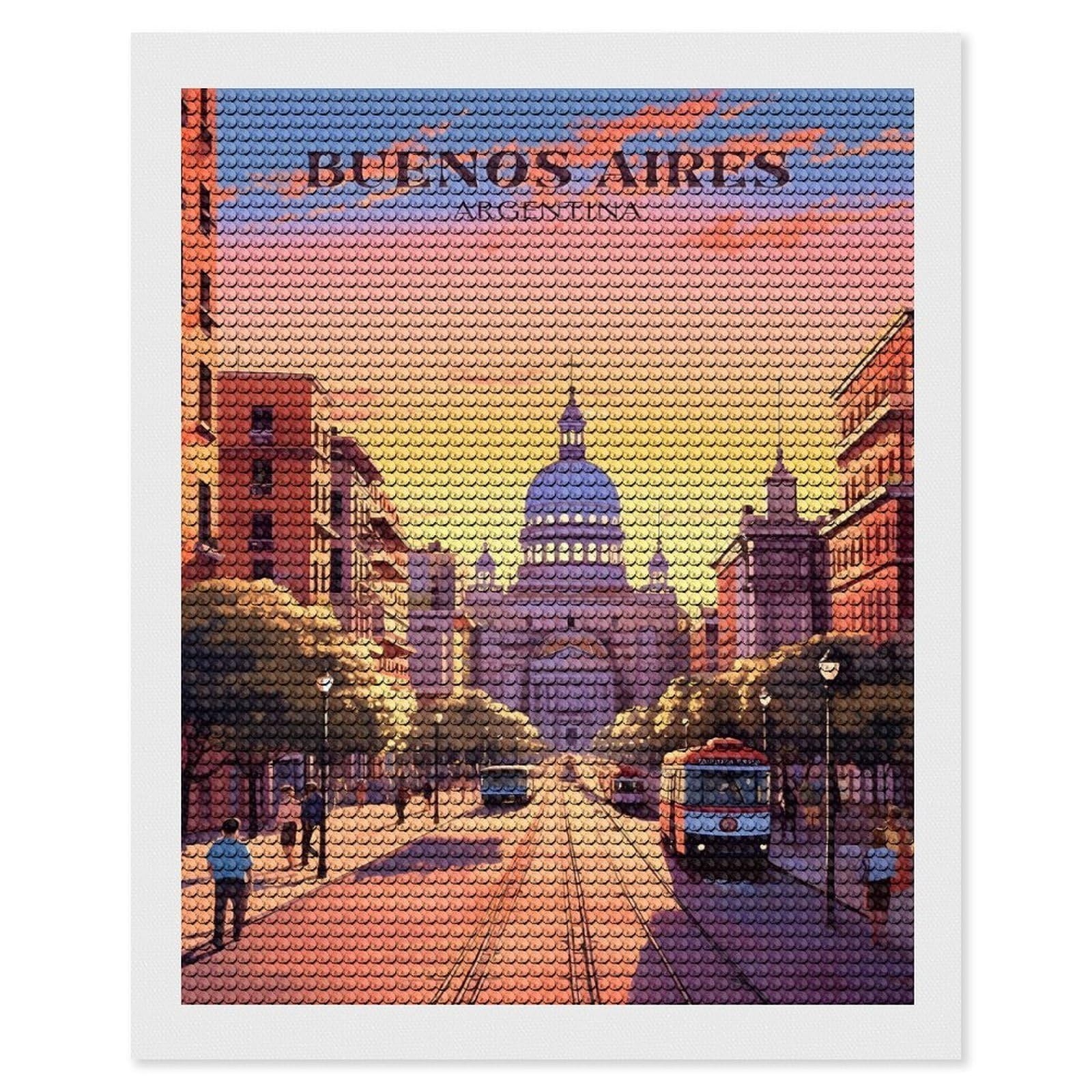 Junmoney Buenos Aires Cityscape Diamond Painting Kit 16"x20", Easy Handmade Project, Easy to Enjoy, Aesthetic Room Decor, Christmas Gift