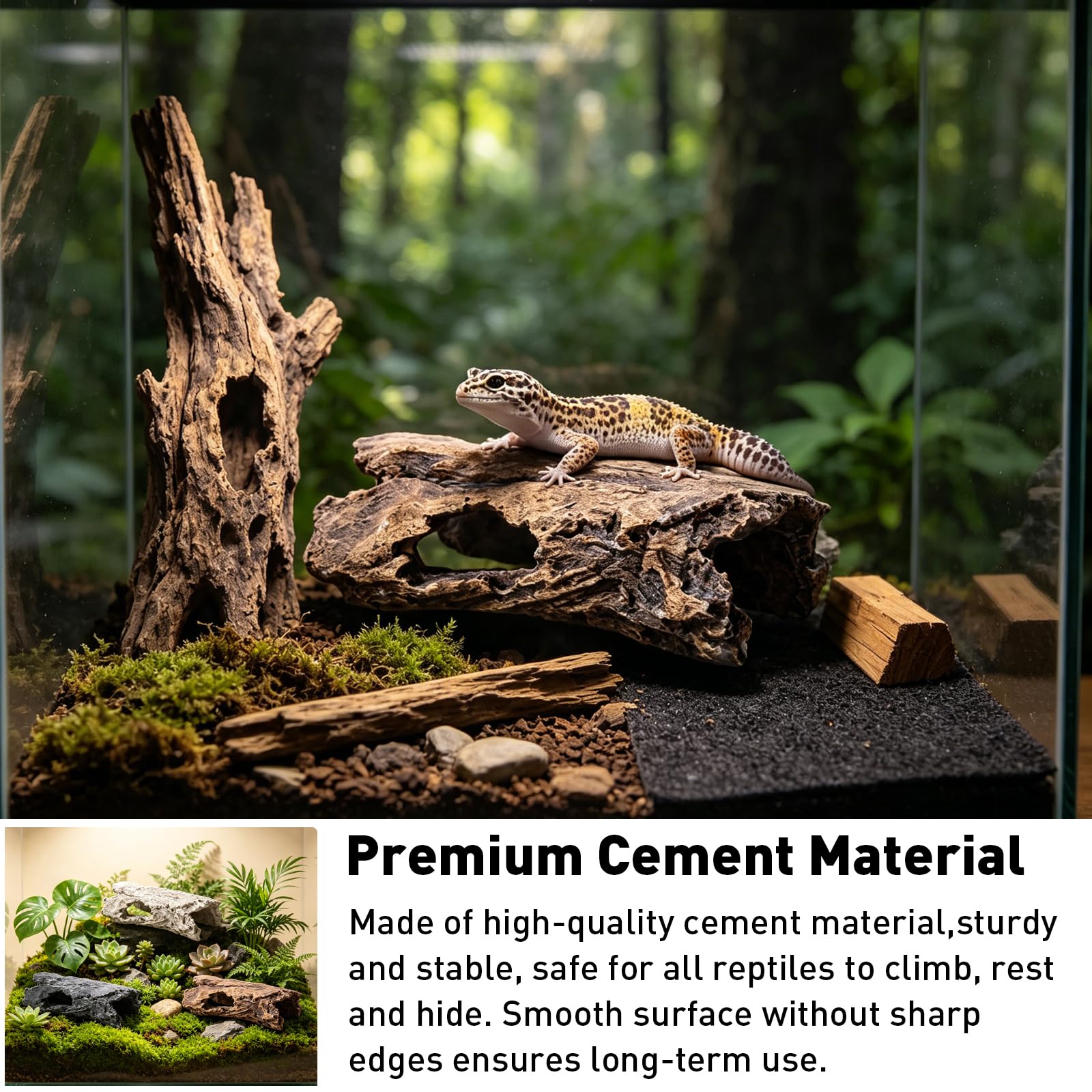 Textura de corteza de cueva para reptiles, decoración de corteza de cemento, casa de escondite de reptiles para lagarto, gecko, escorpión, araña, decoración de hábitat de terrario, accesorios de