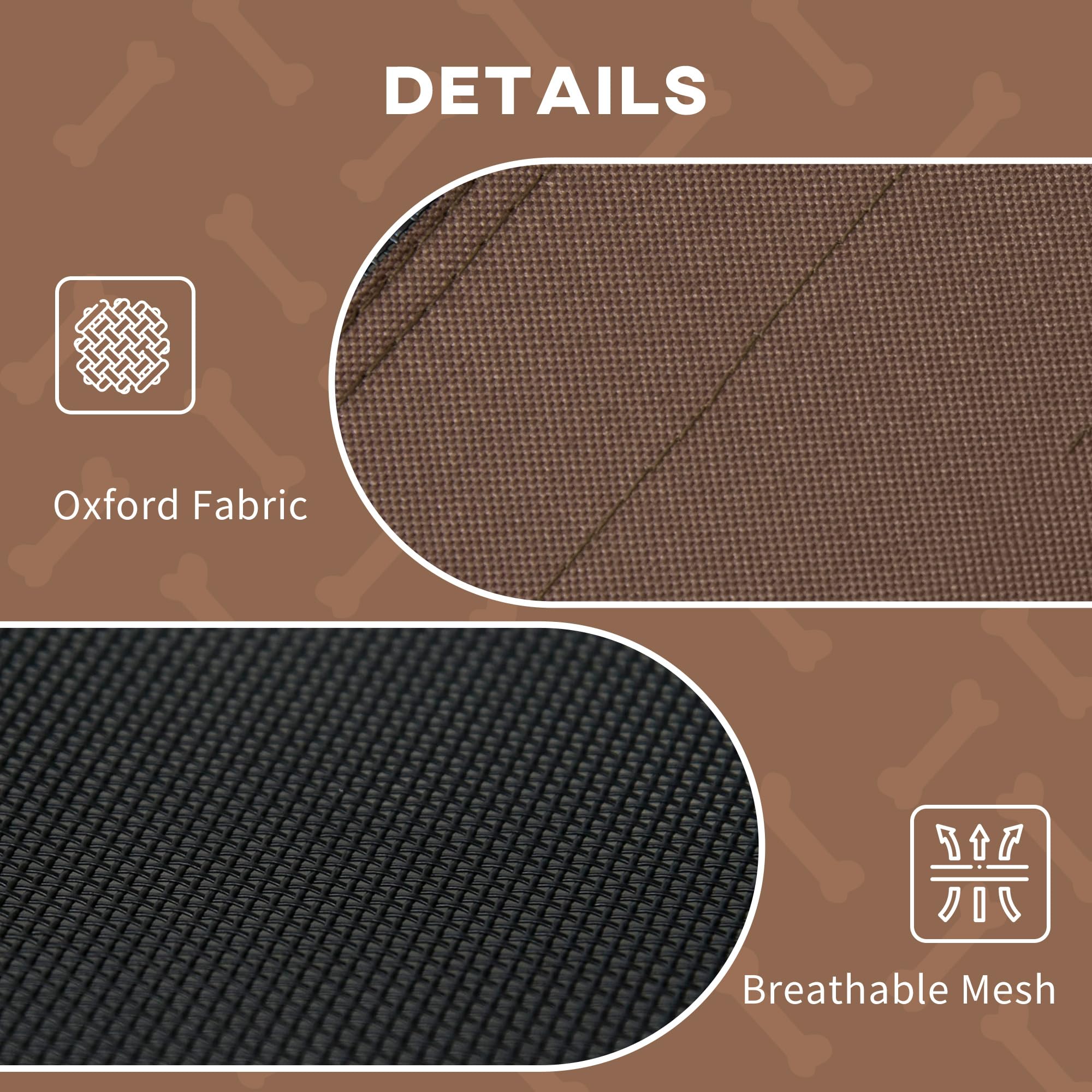 PawHut 76cm Elevated Dog Bed Cooling Raised Pet Cot UV Protection Canopy Coffee, Brown - Image 4