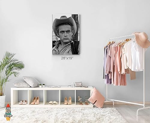 Miniatura 3 de HB Art Design James Dean con sombrero de vaquero, lienzo blanco y negro, impresión artística de icono americano, sala de estar, dormitorio,