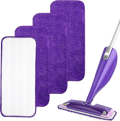 Almohadillas de microfibra para trapeador (12 x 5.7 pulgadas, 4 unidades, morado)