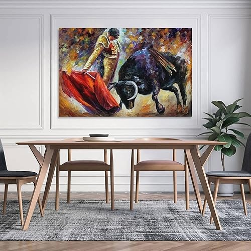 Miniatura 5 de Pintura artística de pared taurina española para decoración del hogar, pintura al óleo sobre lienzo, póster moderno sobre lienzo para decoración de
