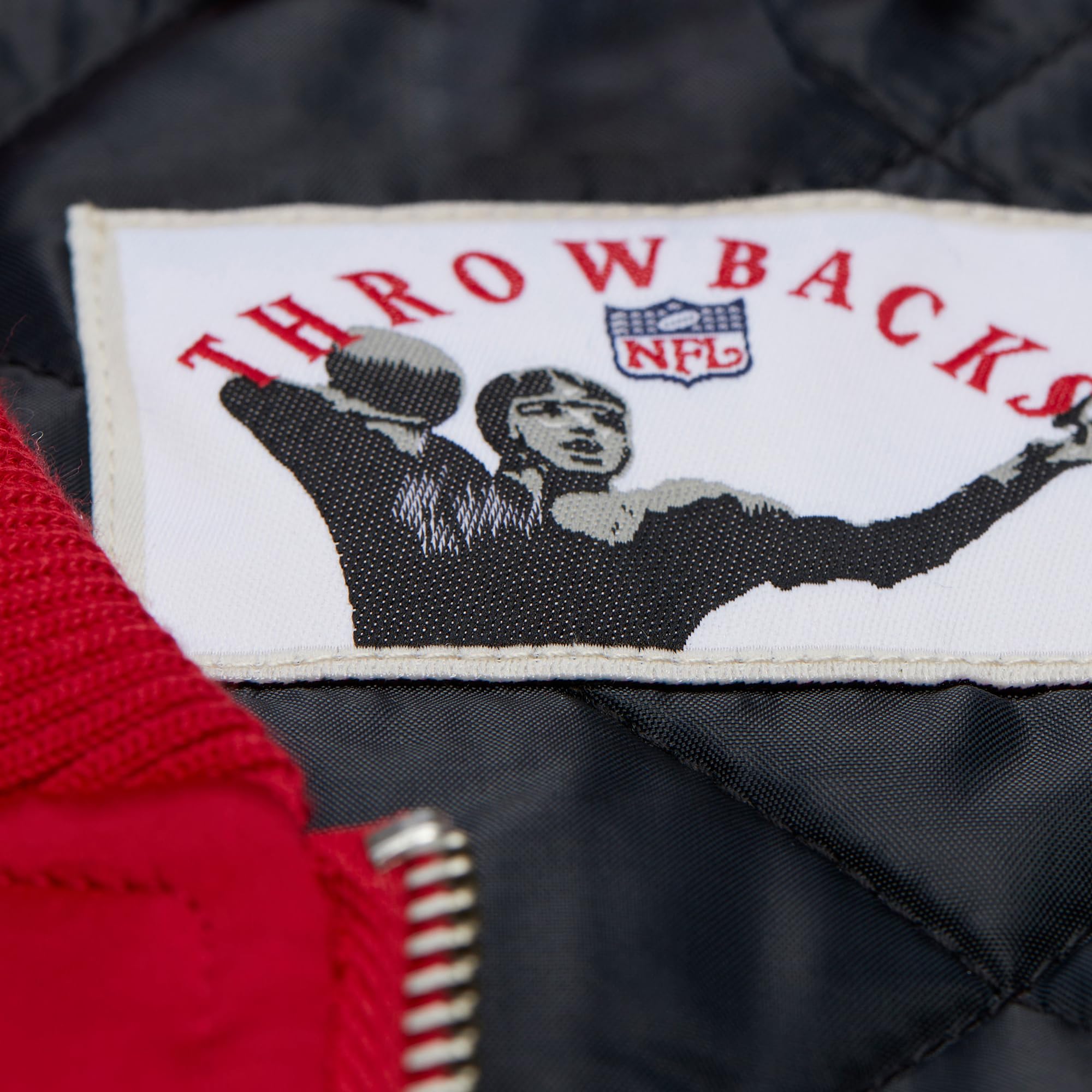 Mitchell & Ness Throw it Back Heavyweight Vintage Satin Jacket NFL Cremallera Completa Logo Bordado Hombres Mujeres Niños Unisex Primavera Verano Otoño Invierno