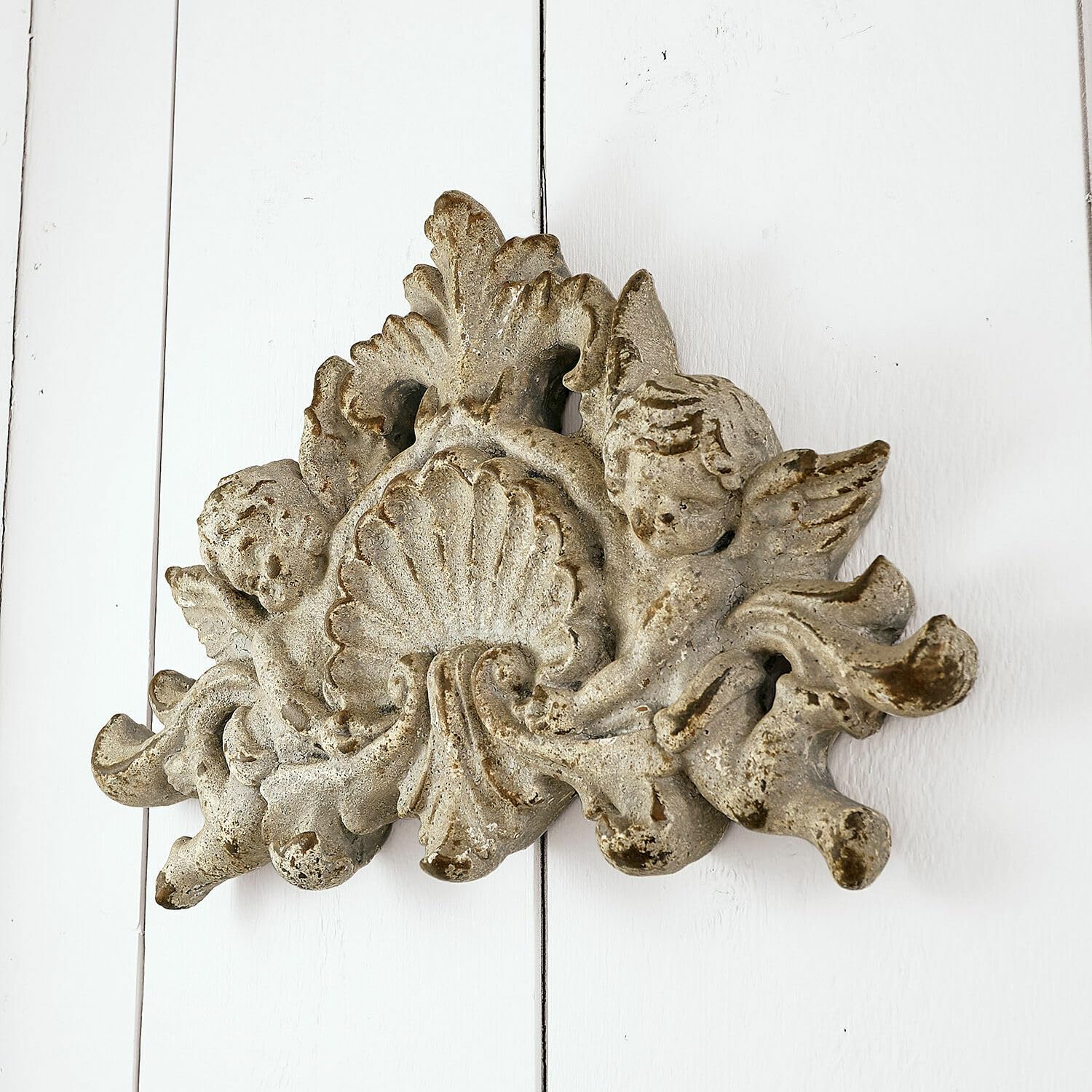 Loberon Gordian Ornamento da Parete - Effetto Pietra con Finitura Anticata - Look Vintage Molto Autentico, Grigio Antico