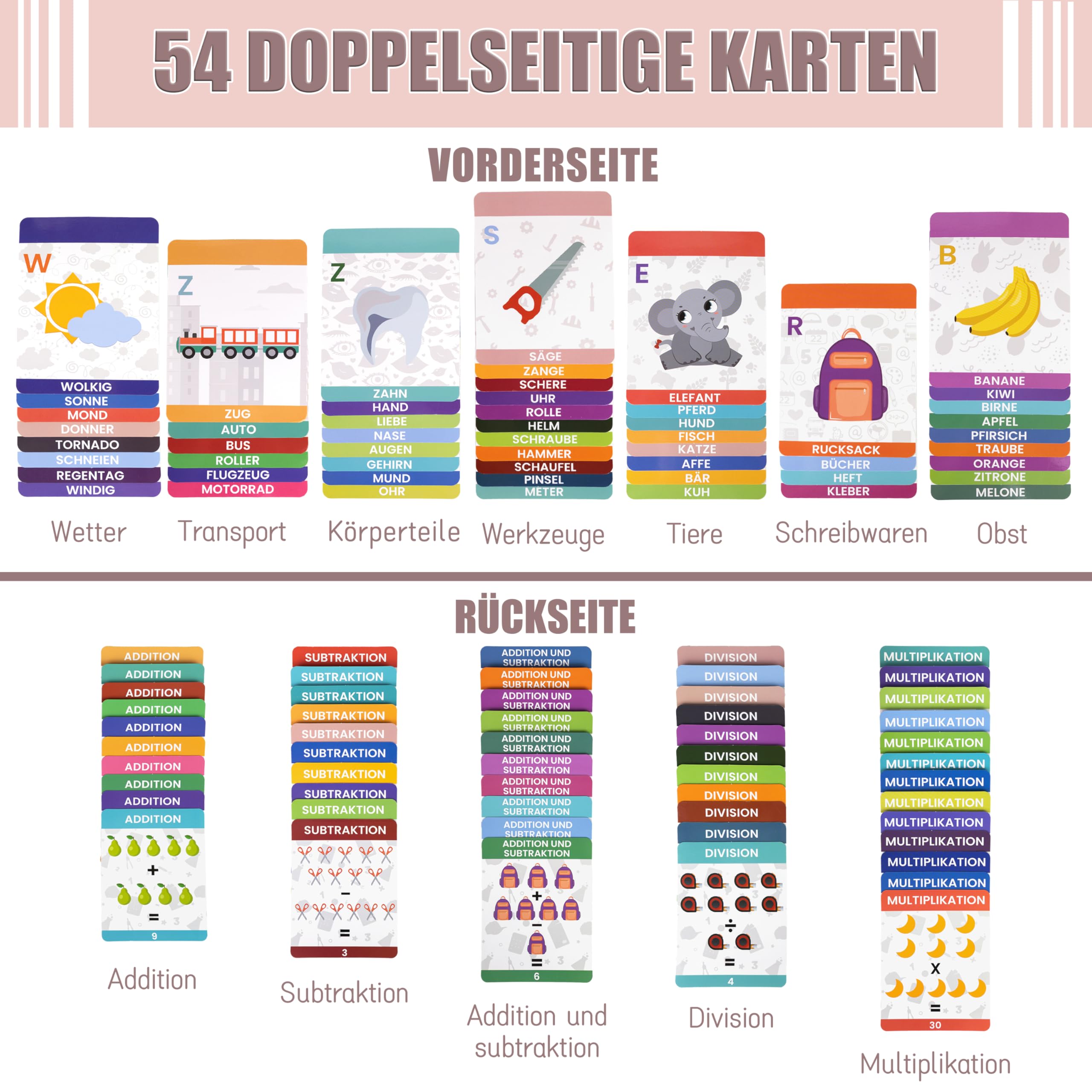 Montessori Holzspielzeug ab 3 Jahren – 3-in-1 Lernbox aus Holz: Buchstaben, Lesen Lernen, Zahlen & Rechnen – Lernspielzeug Kinder Geschenk zur Einschulung & Vorschule