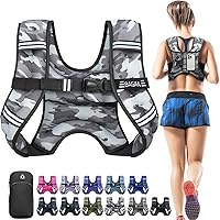Vista 29 de BAGAIL Chaleco con peso de 5, 8, 10, 12, 15, 20, 25, 30 lbs, para caminar y perder peso, reflectante, con bolsa para teléfono, para mujeres