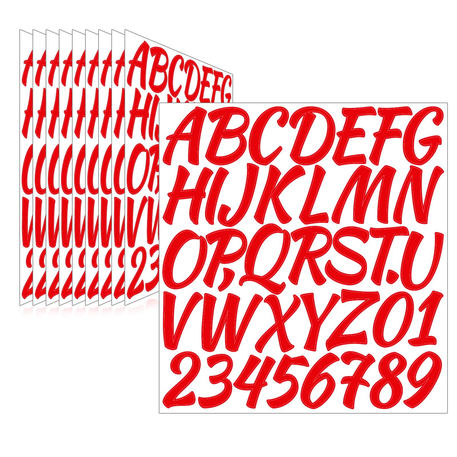 Llewyn 380 Pcs 10 Sheets Letter Stickers,Self Adhesive Waterproof 2 Inch Mailbox Numbers Vinyl Stickers,Alphabet Decals for Water Bottle,Window,Door,