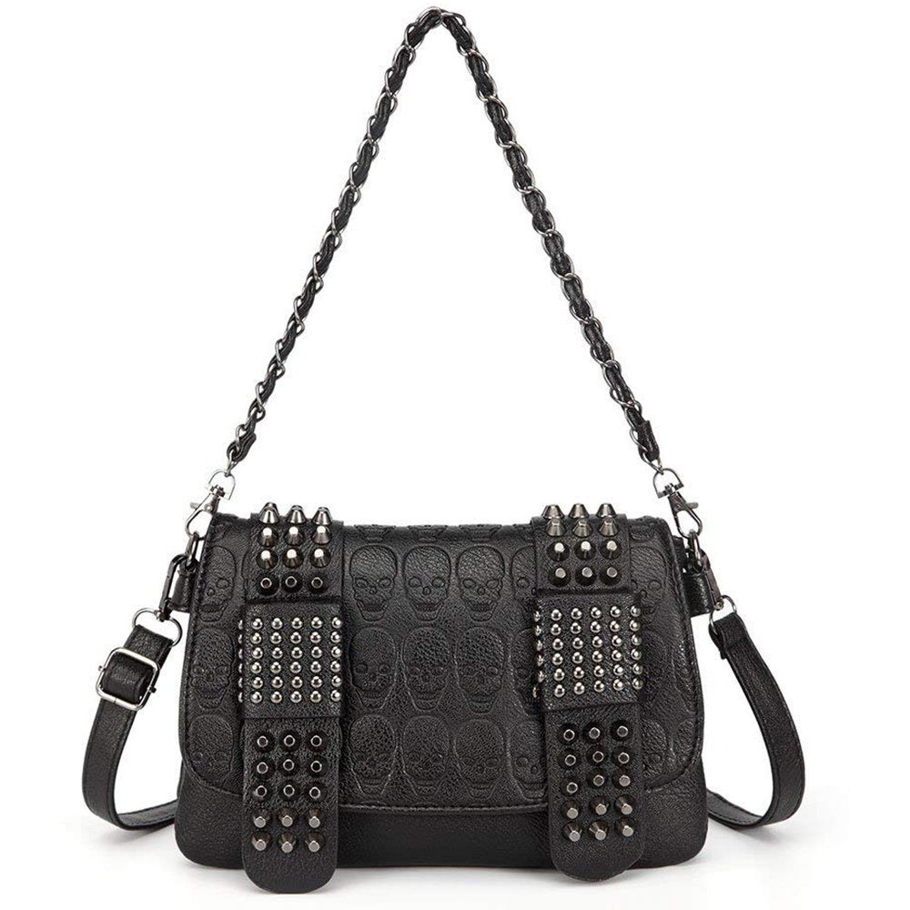 Bolso de hombro con calavera punk para mujer miniatura 7
