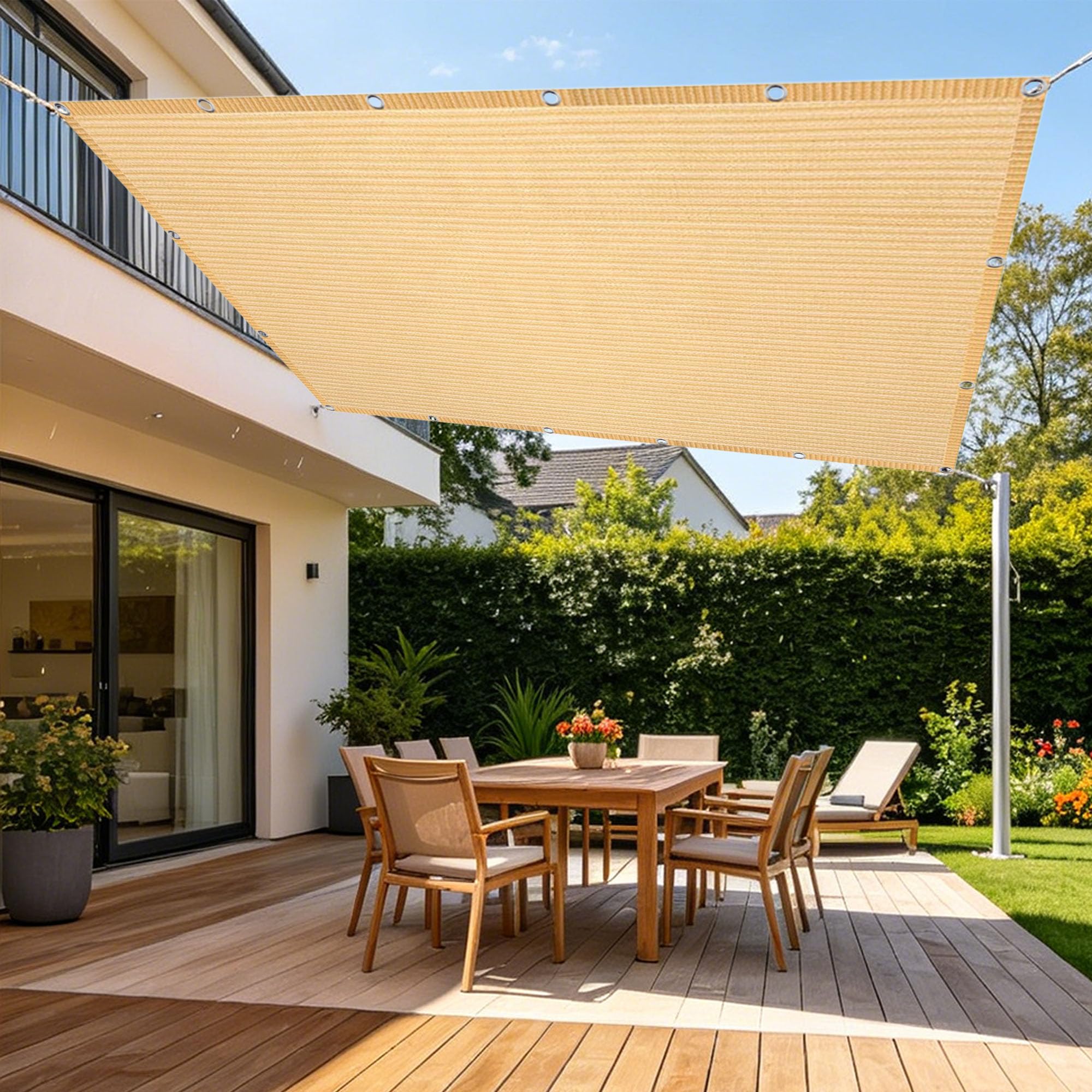 Voile d'ombrage crème 1.4x2.5m pour terrasse et jardin