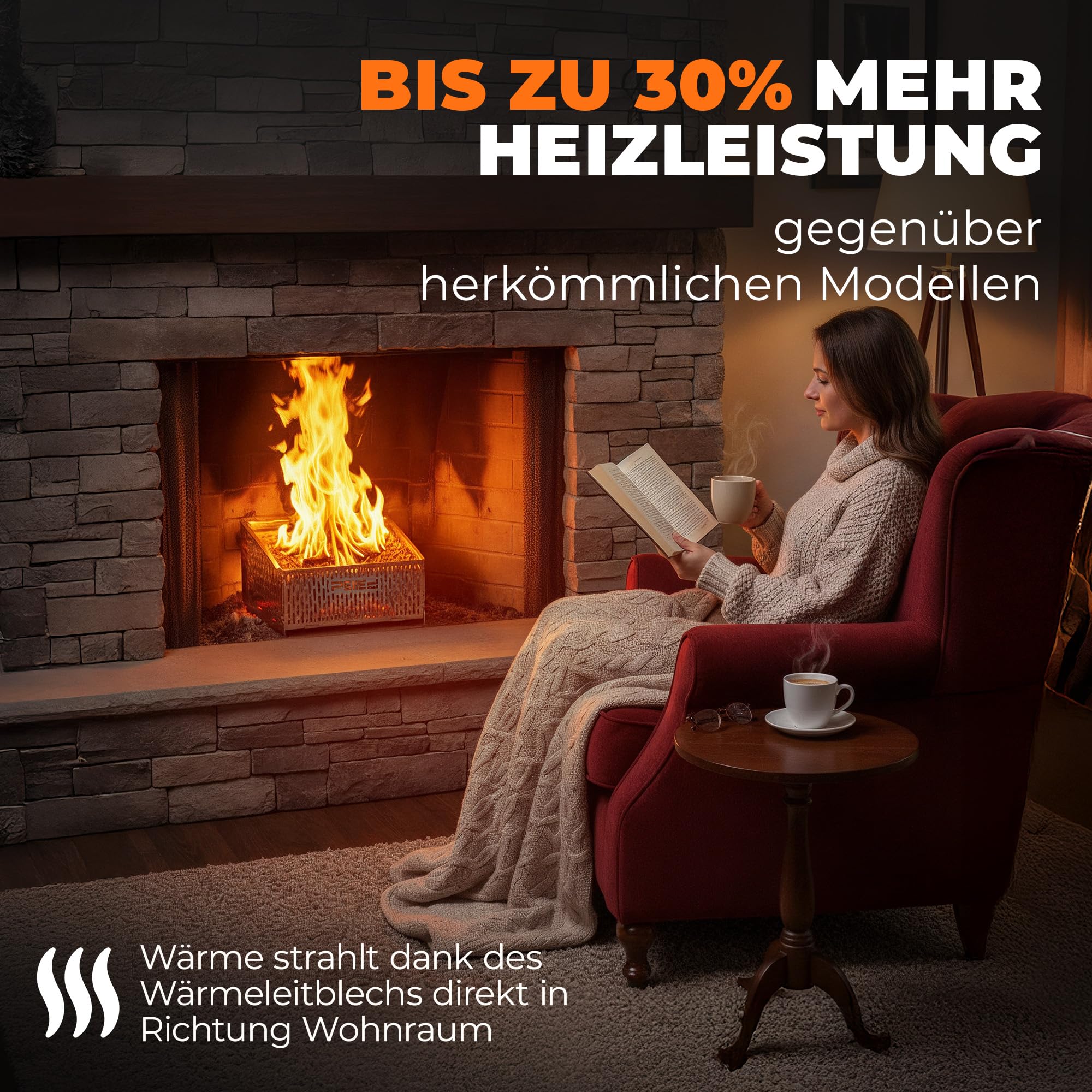 31x25x17cm hitzeresistenter Pelletkorb für Kaminofen | Edelstahl Pelletkorb | Pelletbrennkorb 30% mehr Heizleistung | Pelletkorb für Holzofen mit sauberer Verbrennung | Pelletskorb Kaminofen