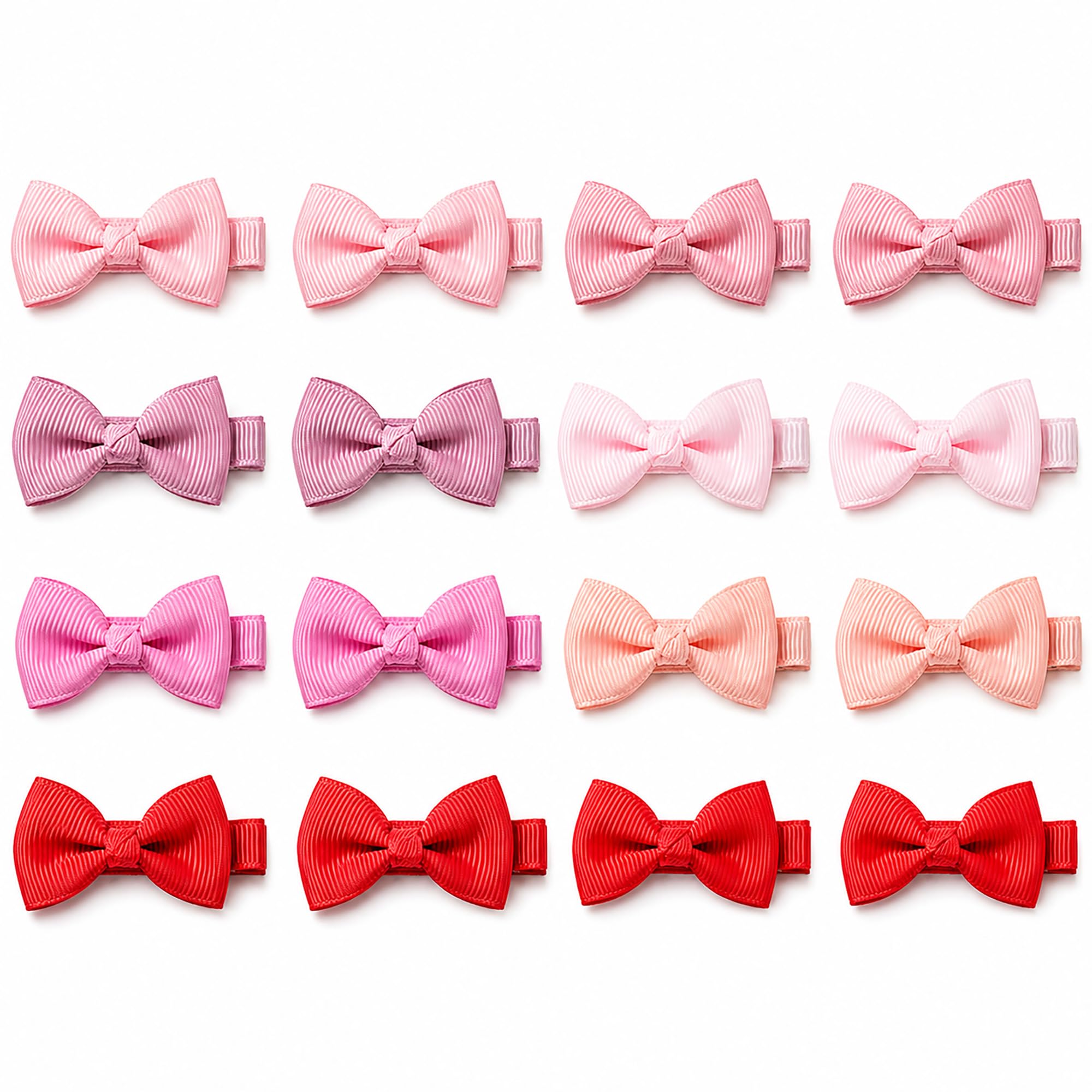 12 Pcs Baby Girl Hair Clips, 5 x 2.5 cm Pink Polyester Bows