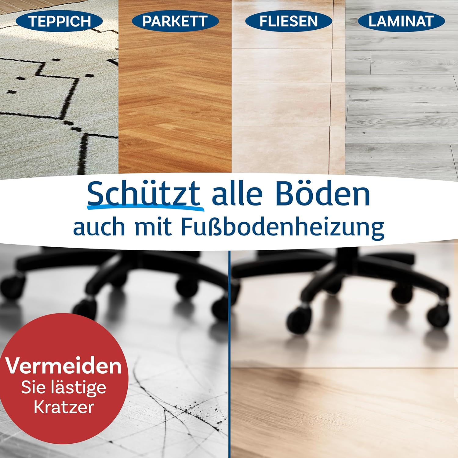 Floordirekt Neo Tapis de Protection pour Sols Durs - Transparent 90x150 cm, Épaisseur Durable 1,5 mm - Image détaillée