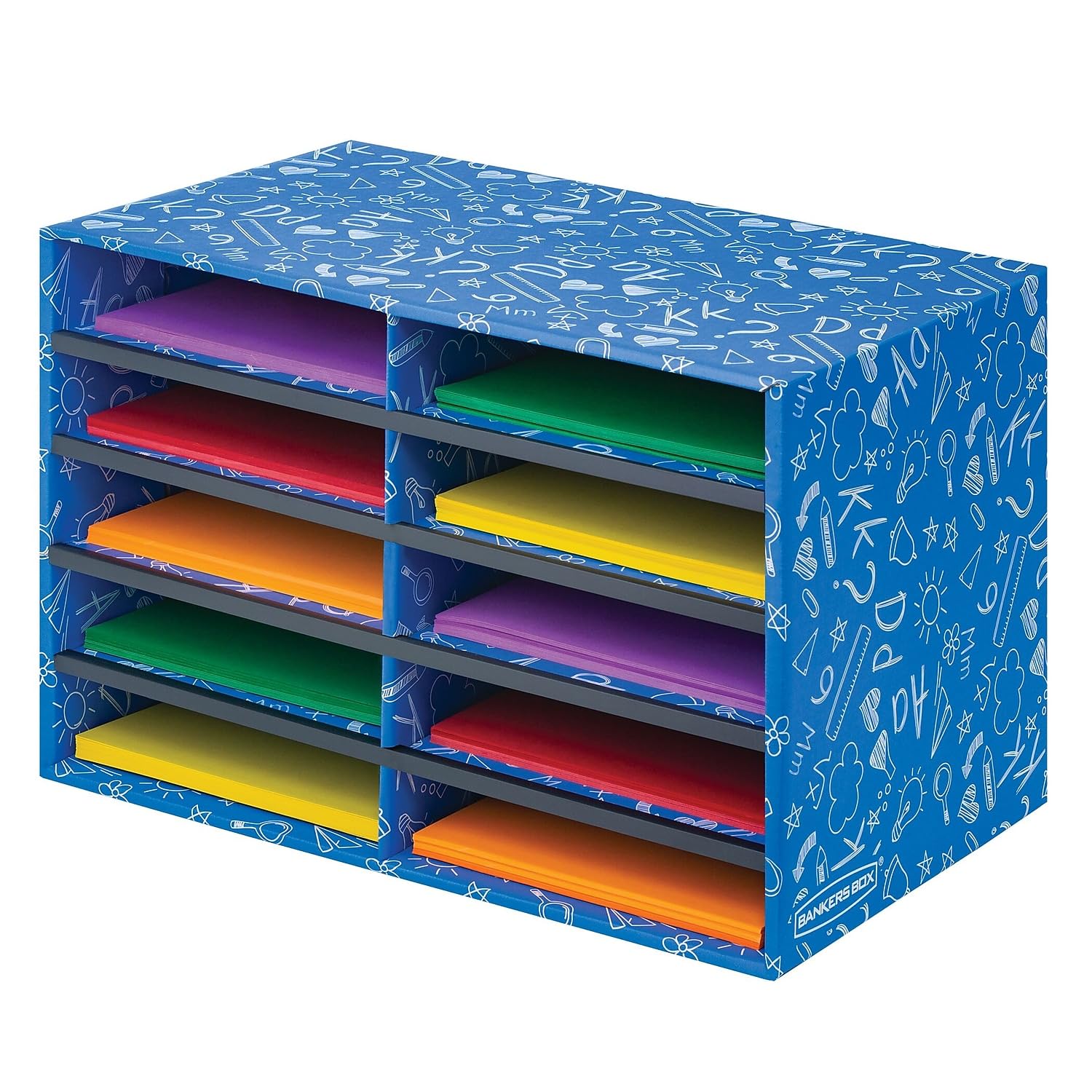 Bankers Box Classroom Collection 10-Compartment Mail Sorters, 19.5" x 12.375", Blue (3384201)