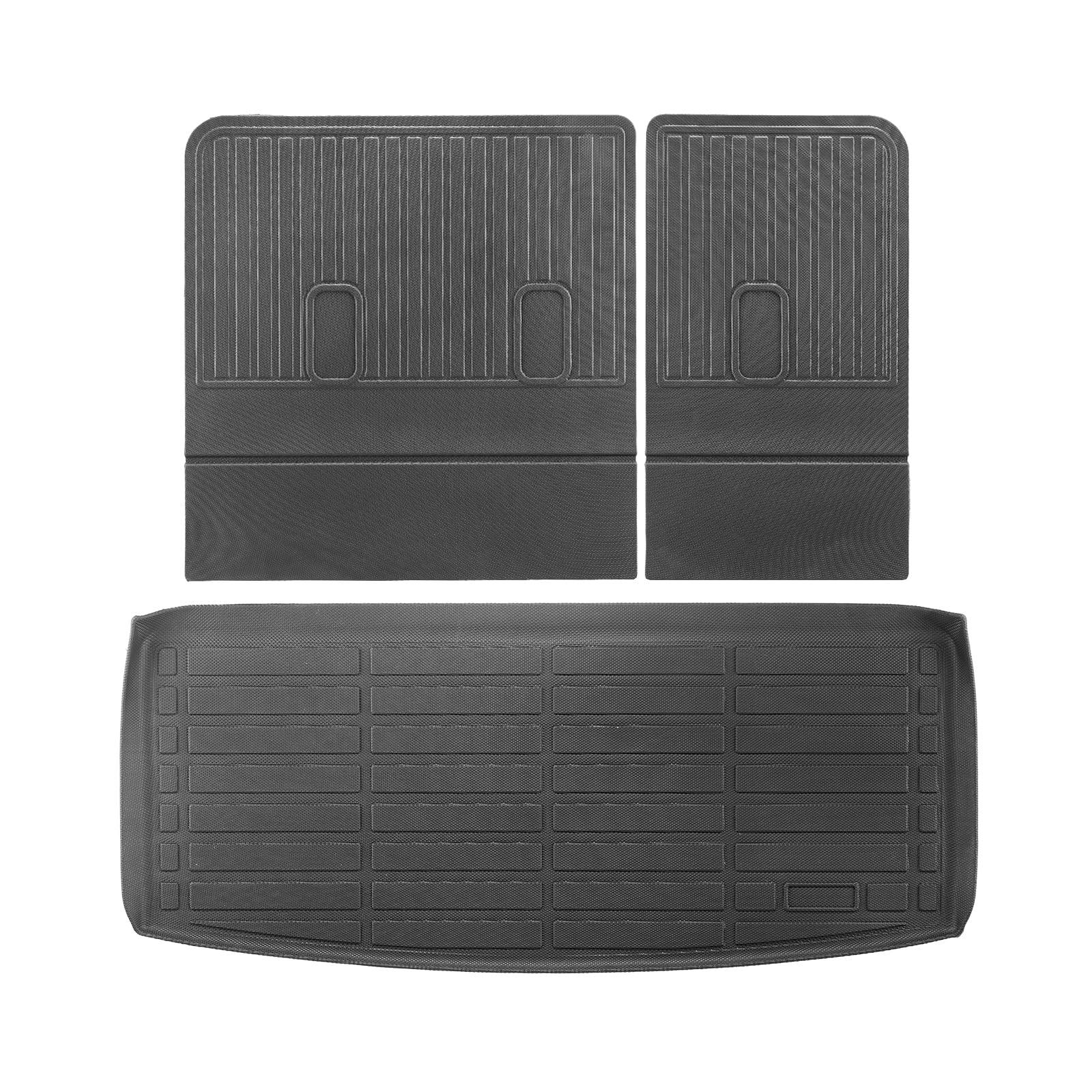 VEVOR Cargo Mats Compatible Tahoe & GMC Yukon 2021-2024, Custom Fit TPE Cargo Liner Set for SUVs, Trunk and Rear Back Seat Protector Replacement,