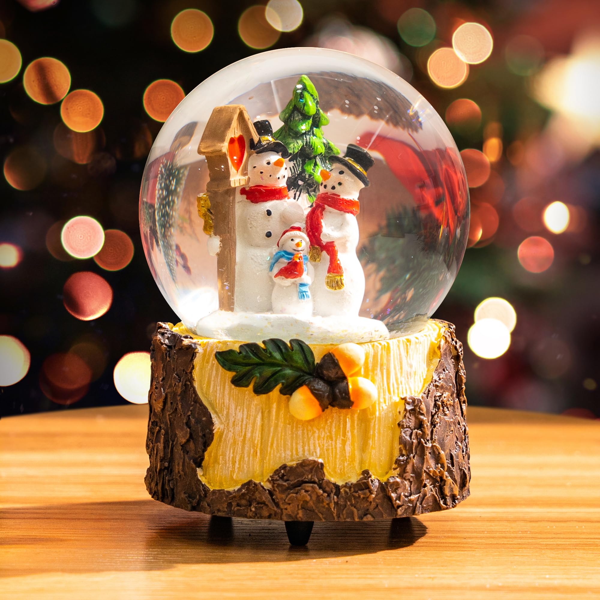 Glass Water Snow Globes with Snowflakes Dancing Snow Globe,Music Box Decorative Ornaments